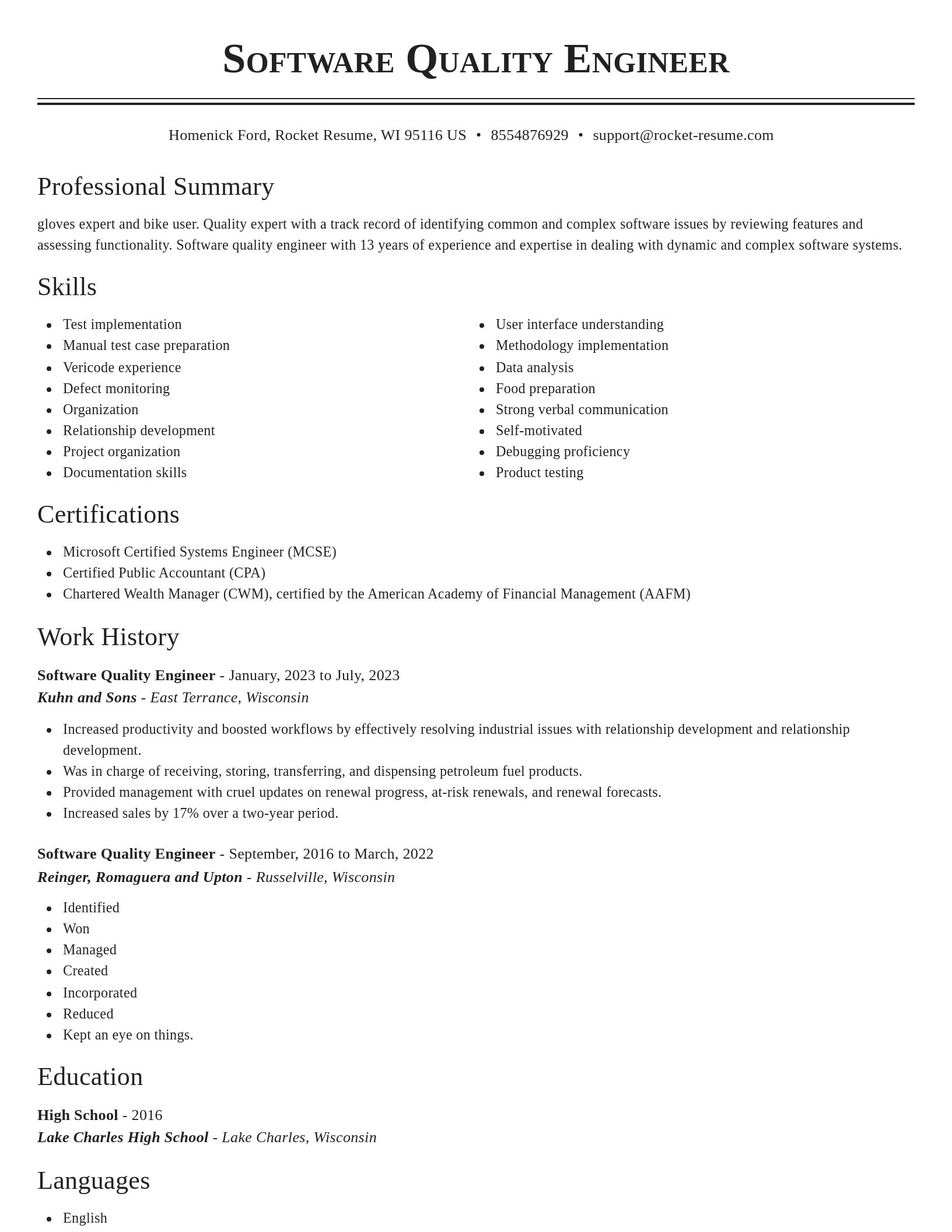 Classic resume template