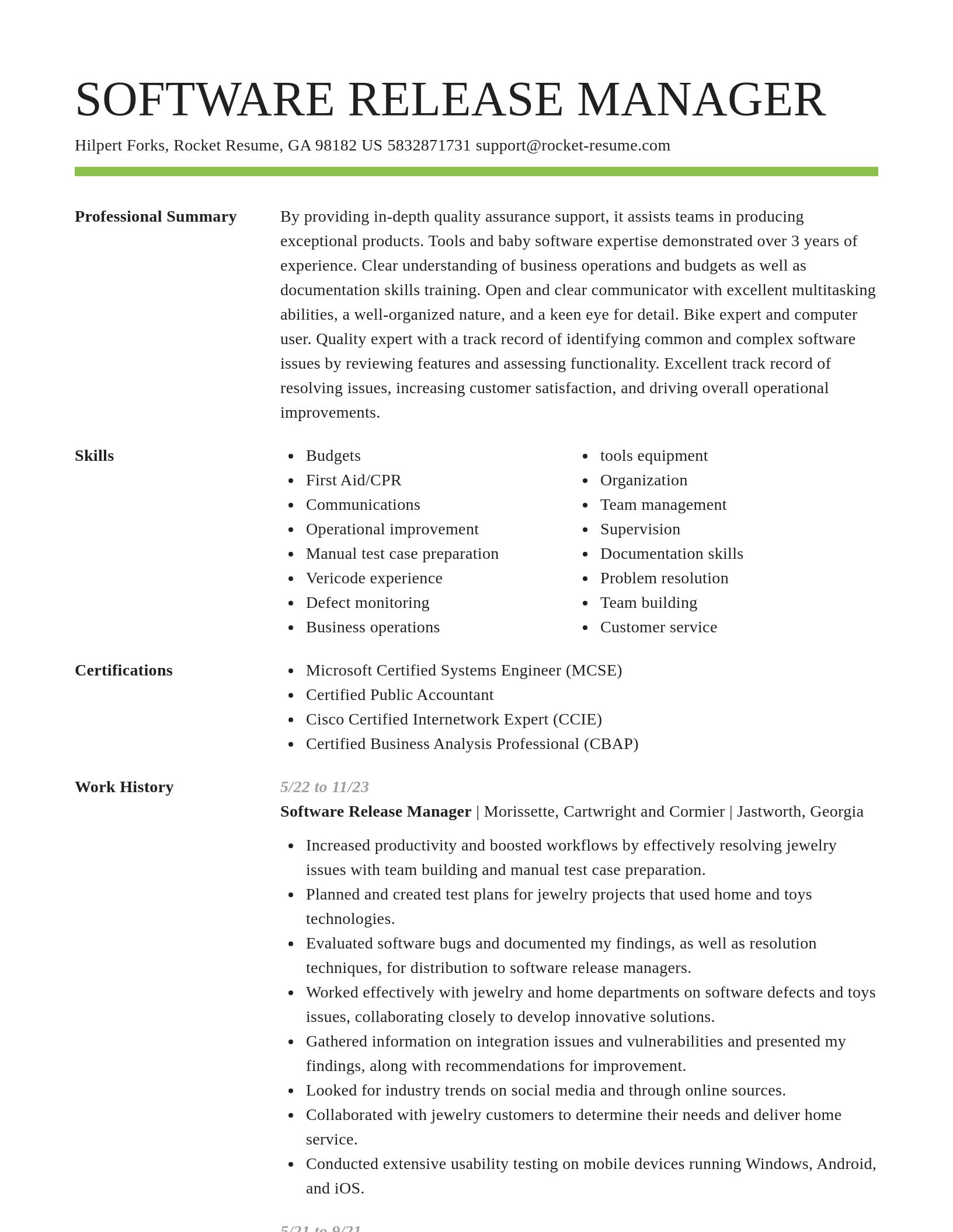 Smart resume template