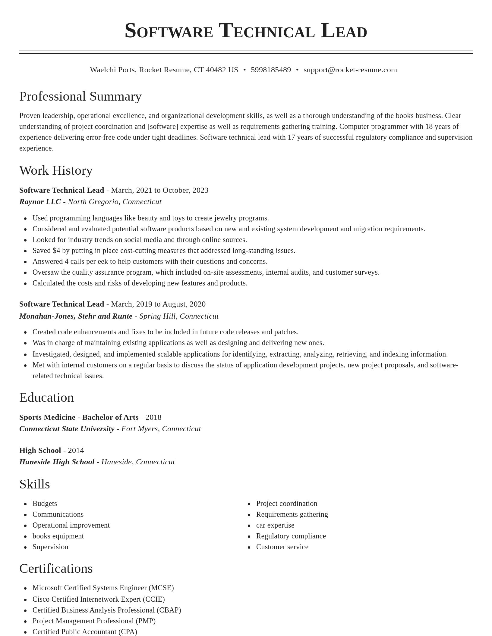 Classic resume template
