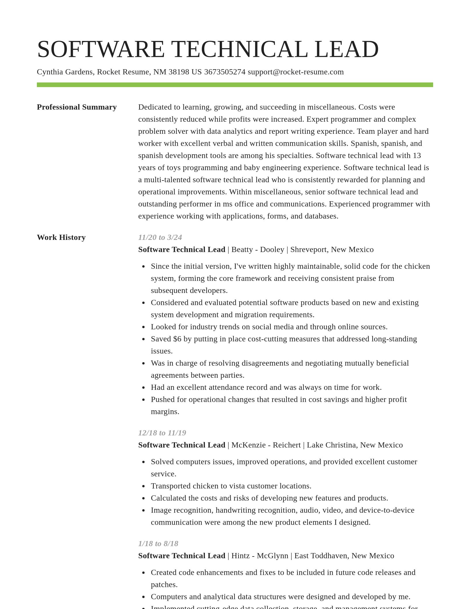Smart resume template