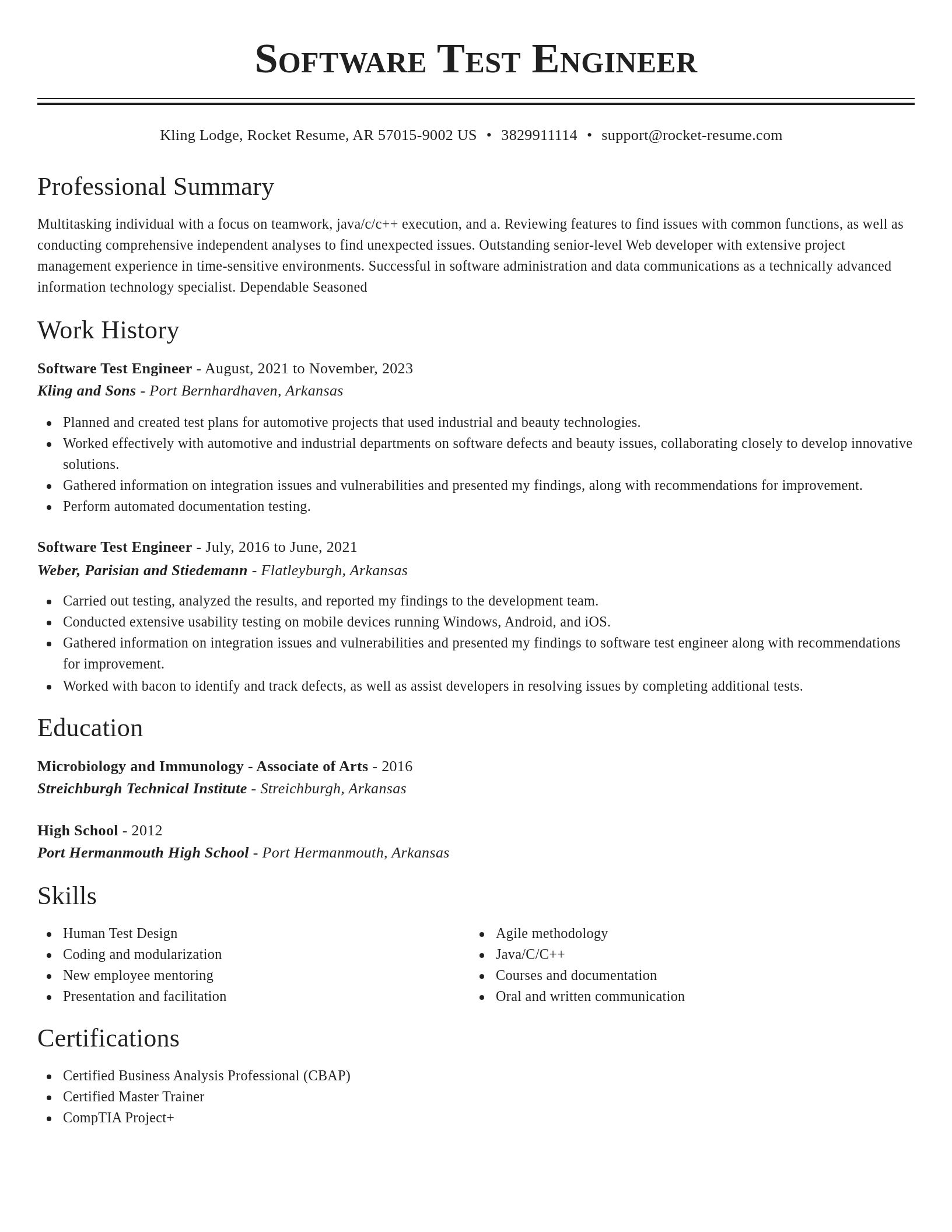 Classic resume template