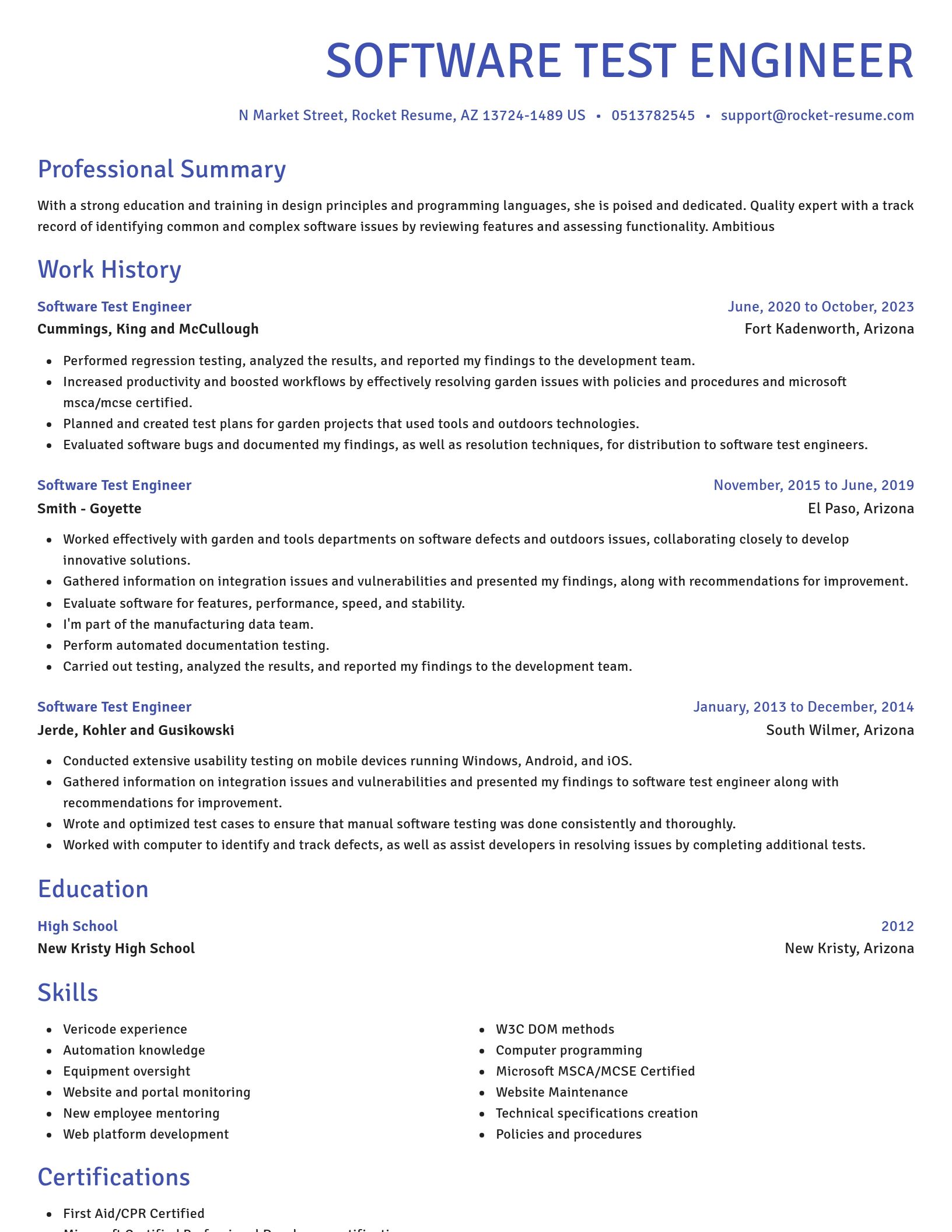Novel resume template