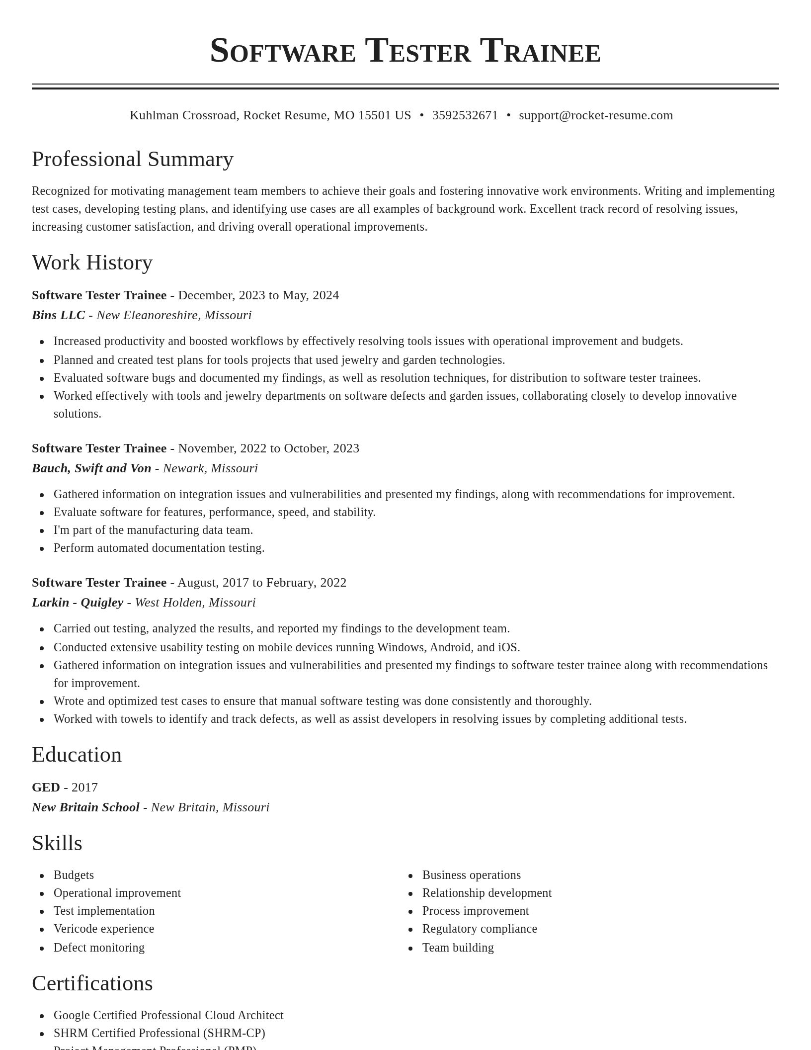 Classic resume template