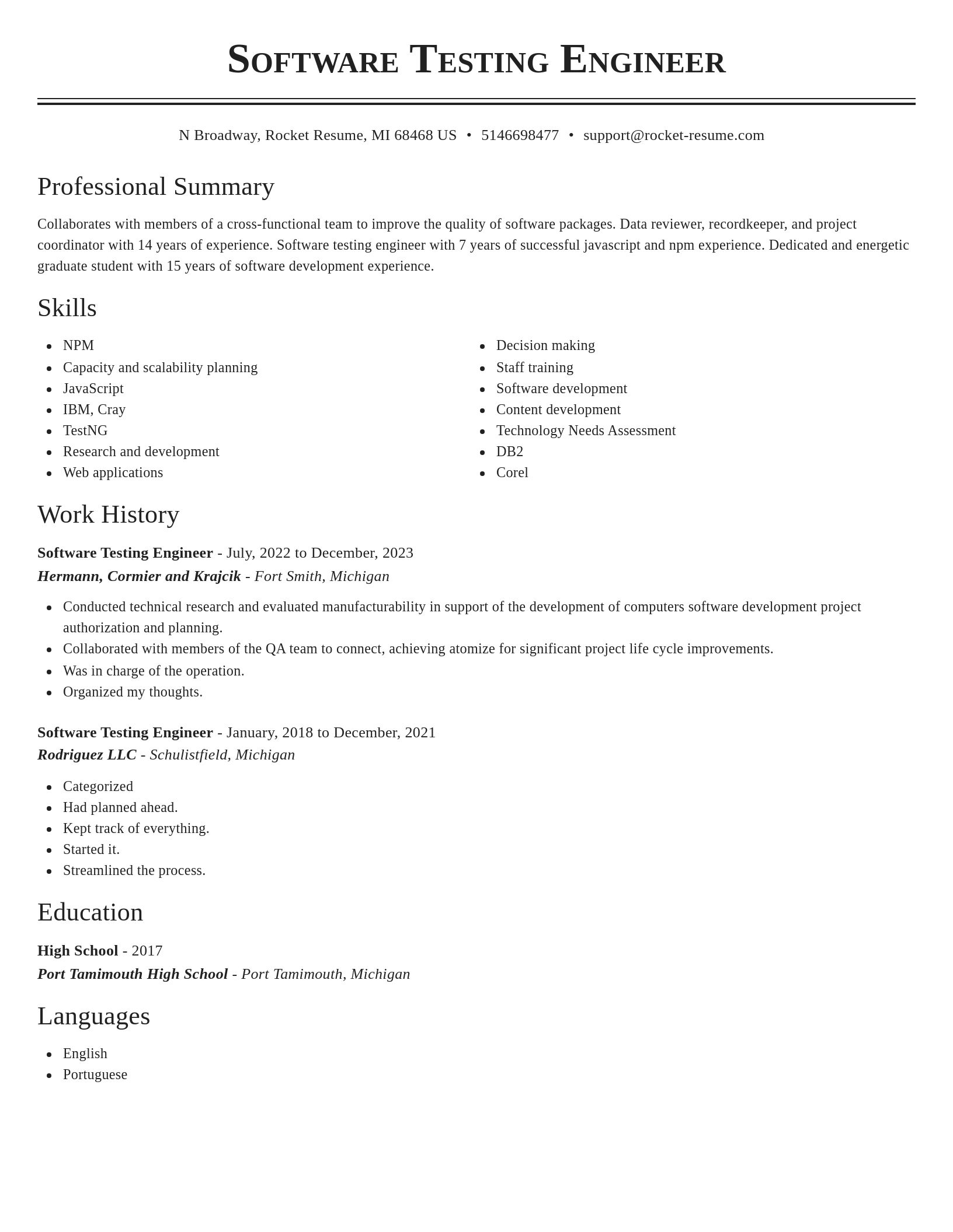 Classic resume template