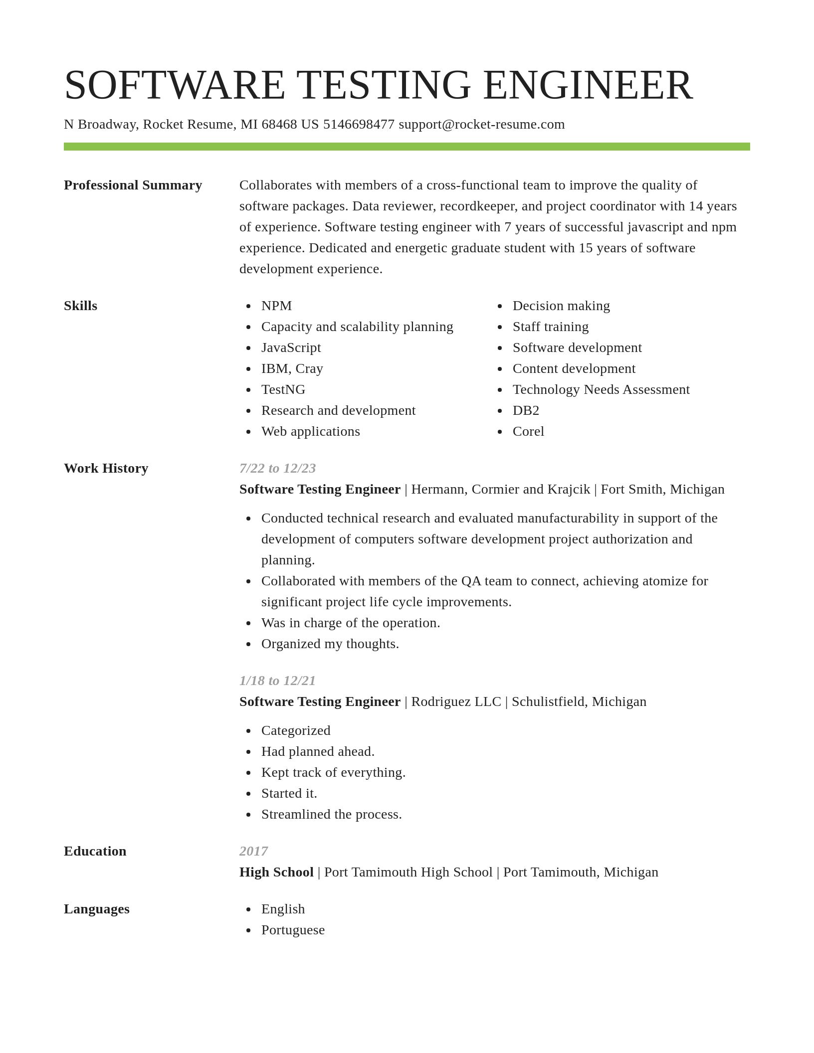 Smart resume template