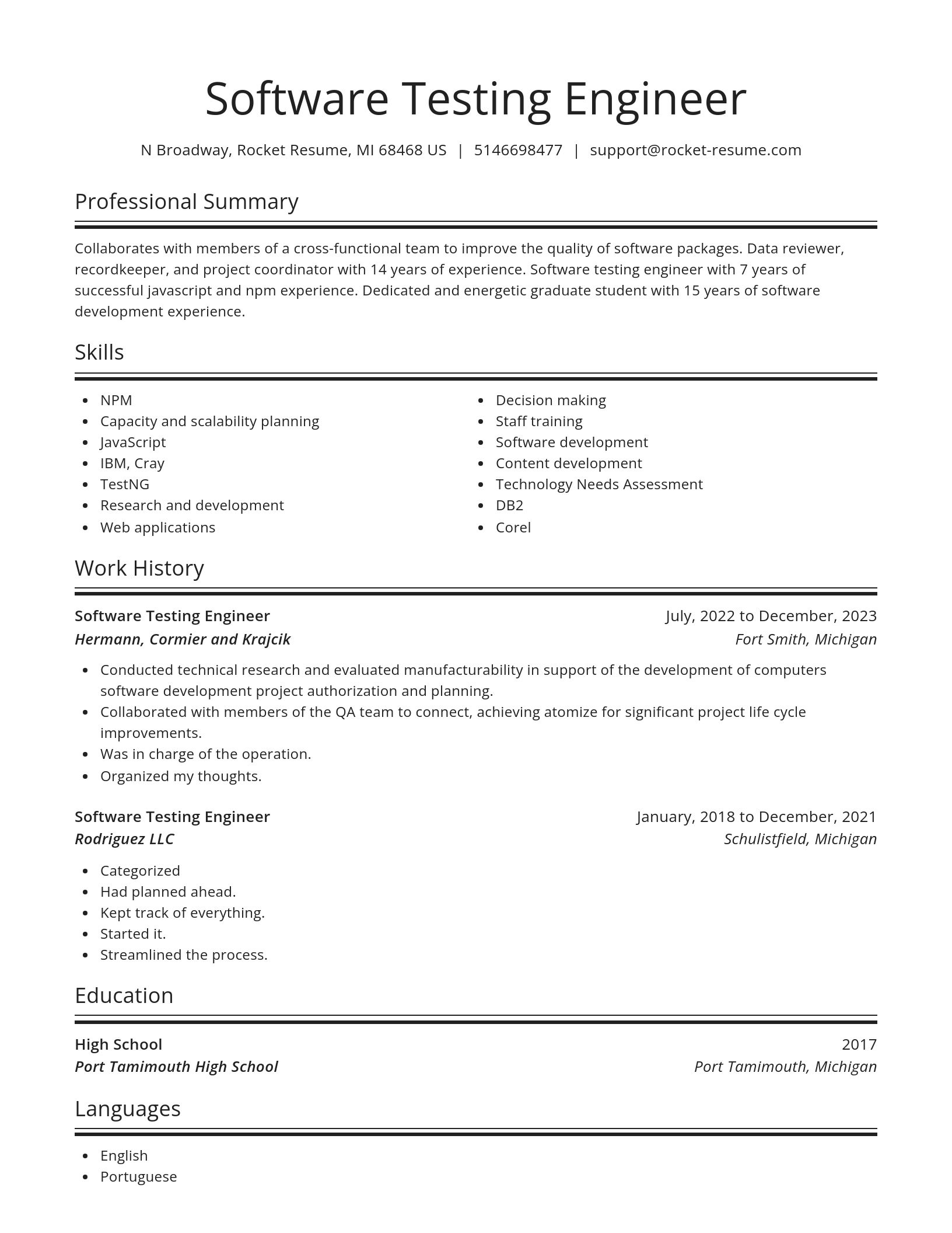 Spotlight resume template