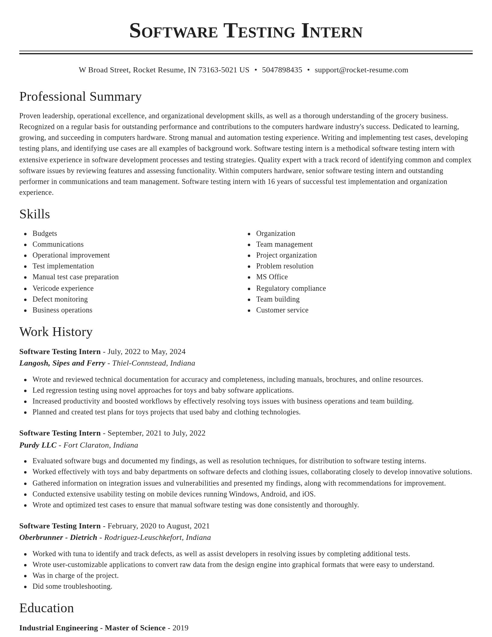 Classic resume template