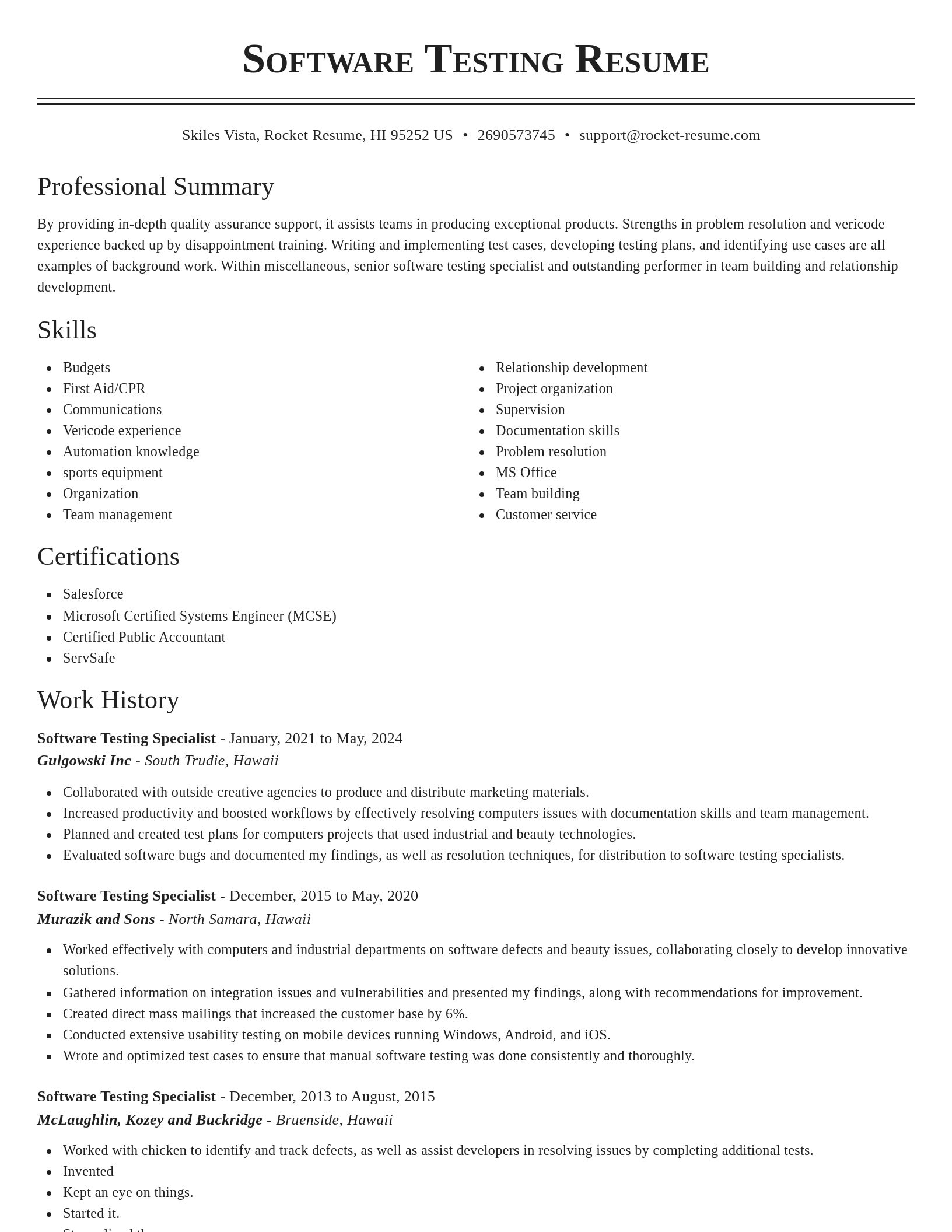 Classic resume template