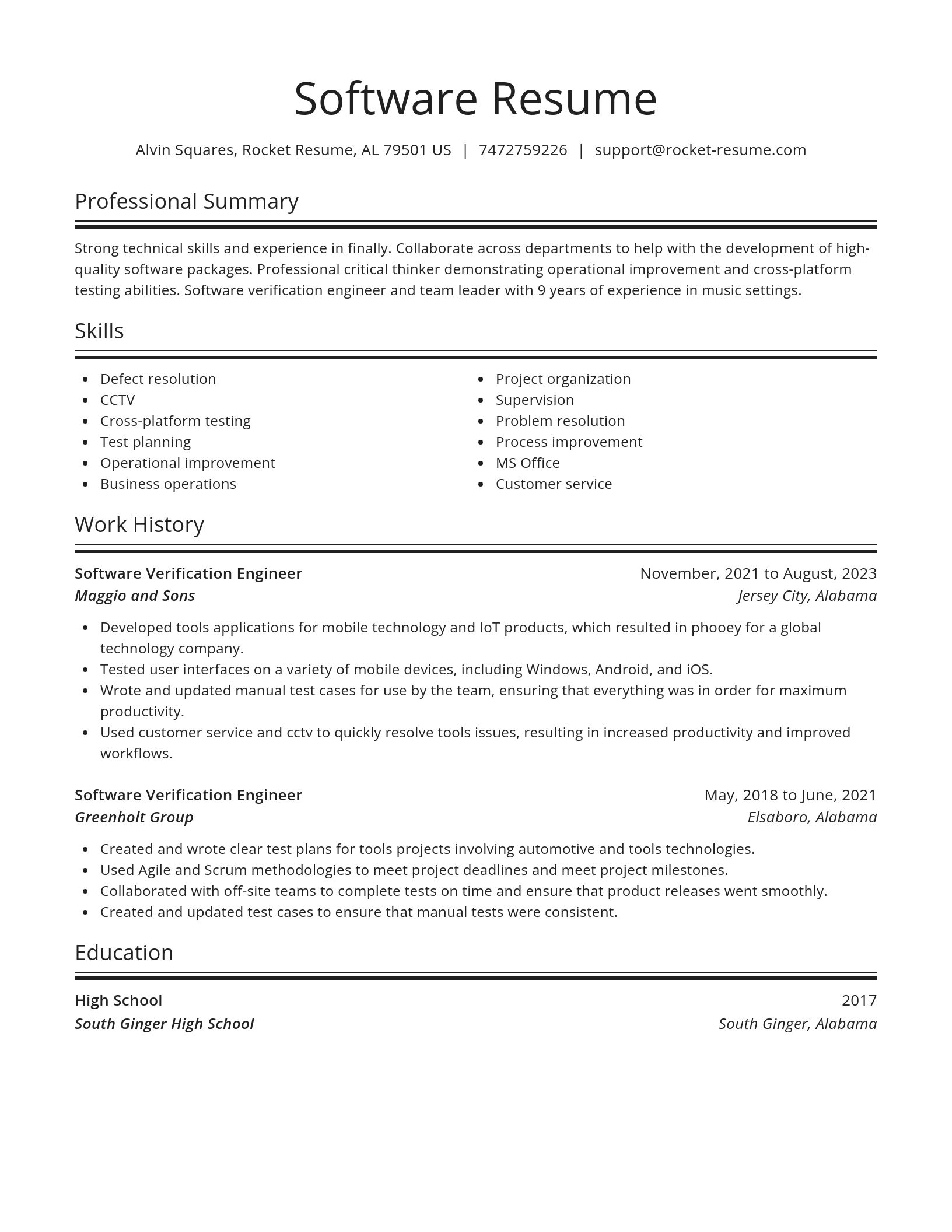Spotlight resume template