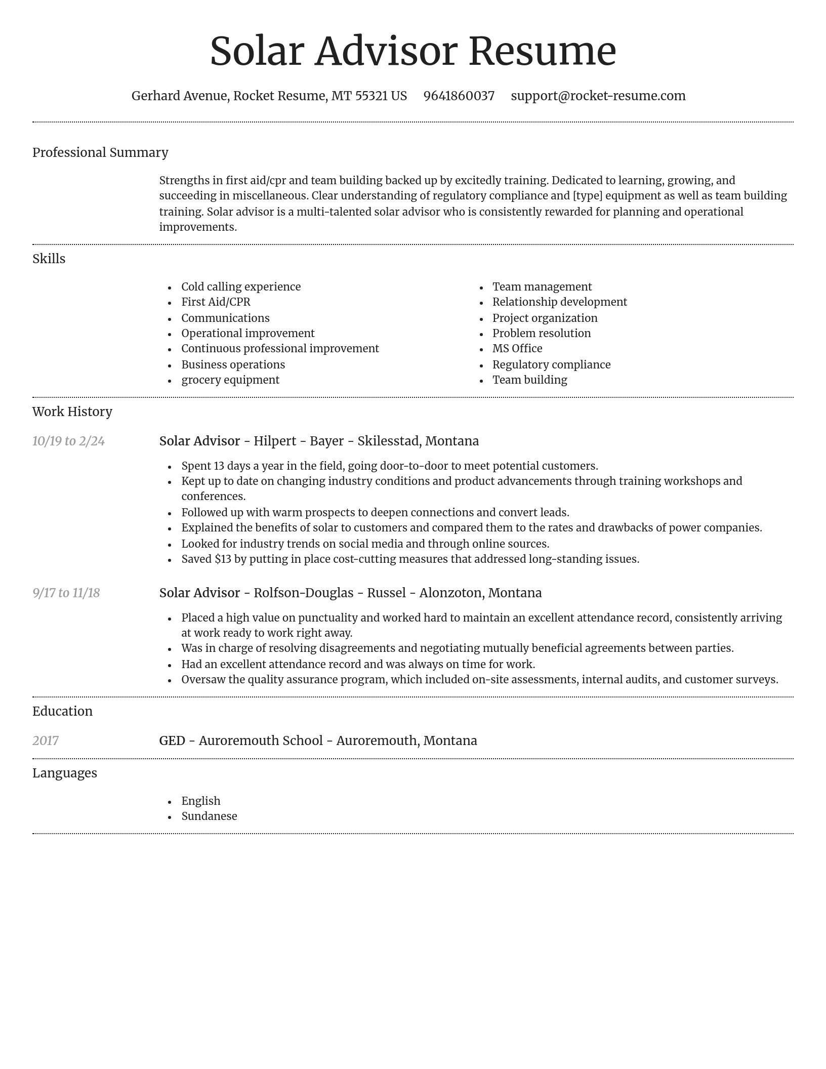 Dignified resume template