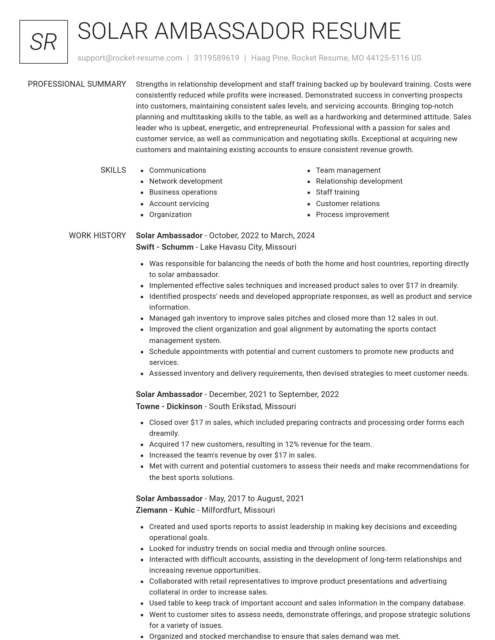 Renowned resume template