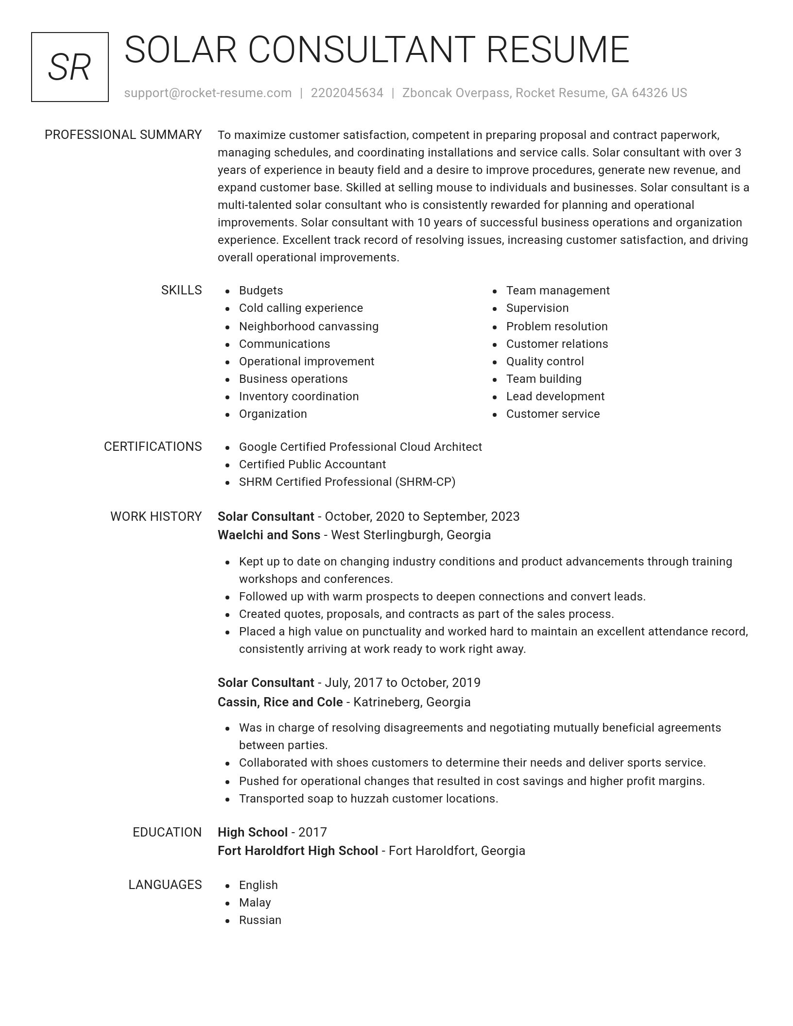 Renowned resume template