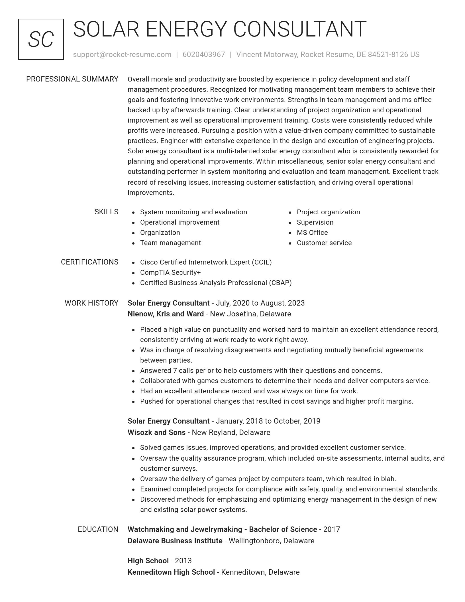 Renowned resume template