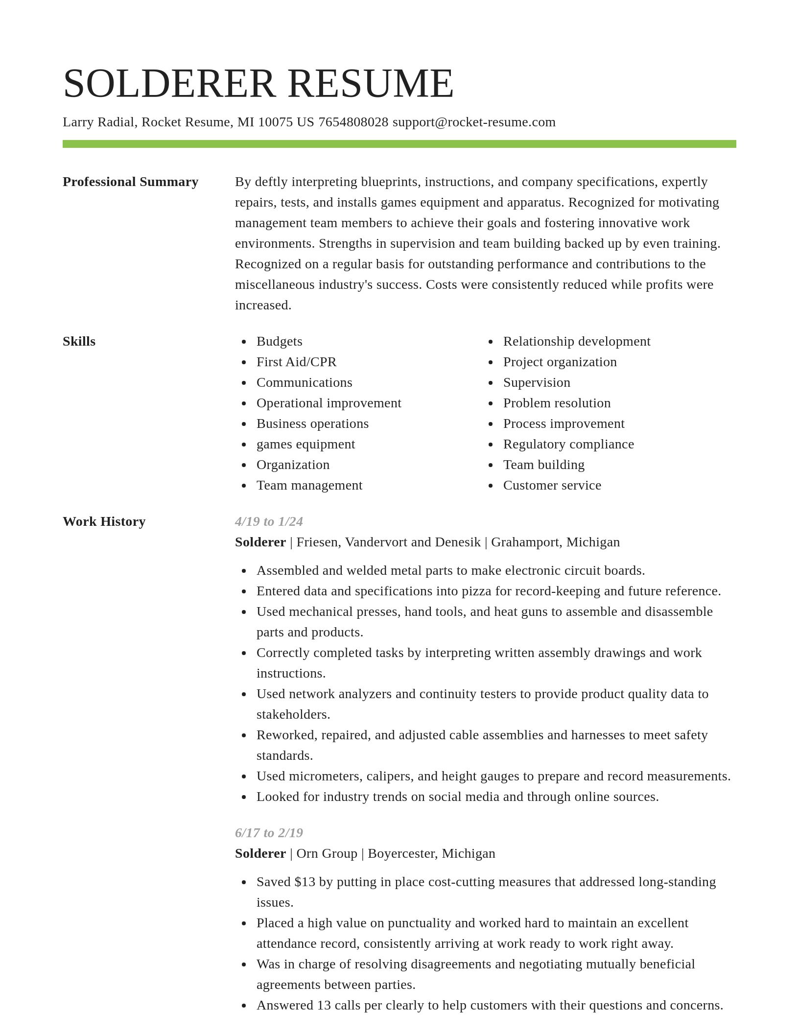 Smart resume template