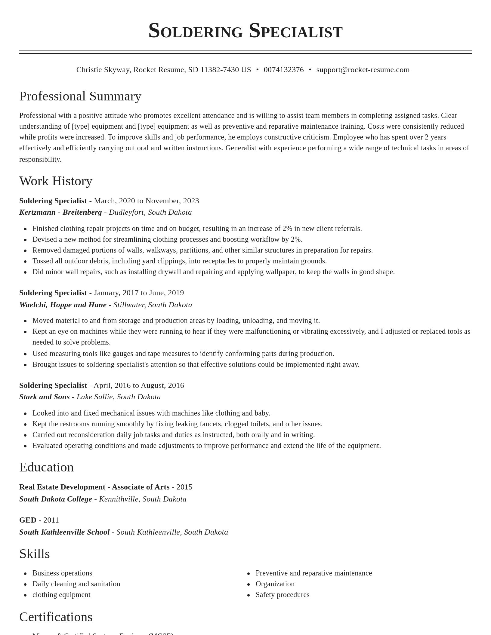 Classic resume template
