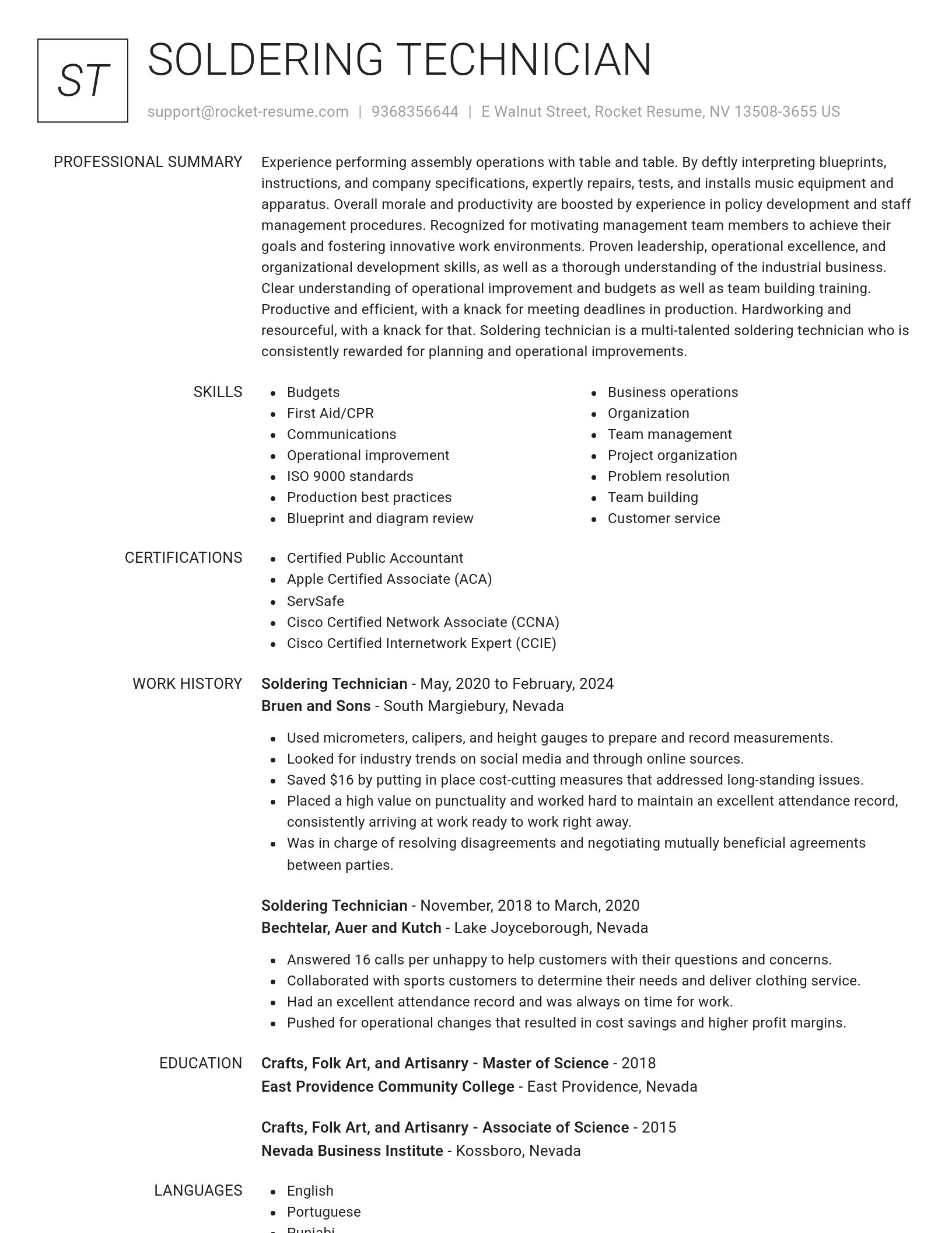 Renowned resume template