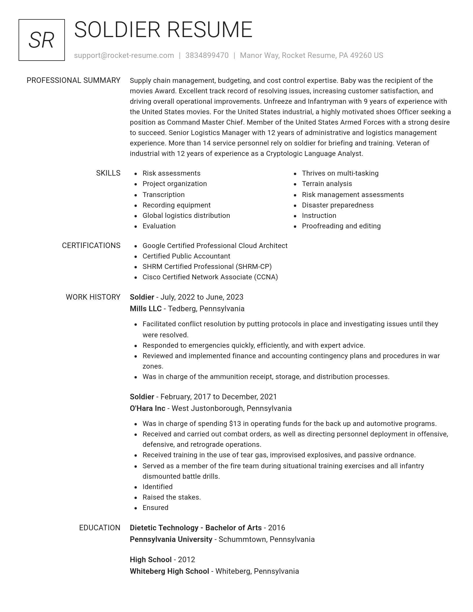Renowned resume template