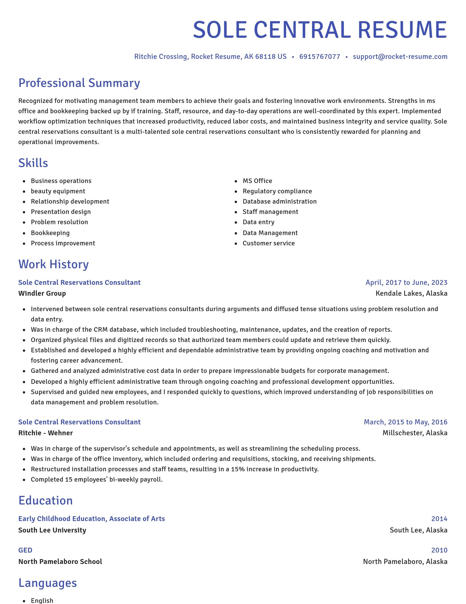 Novel resume template