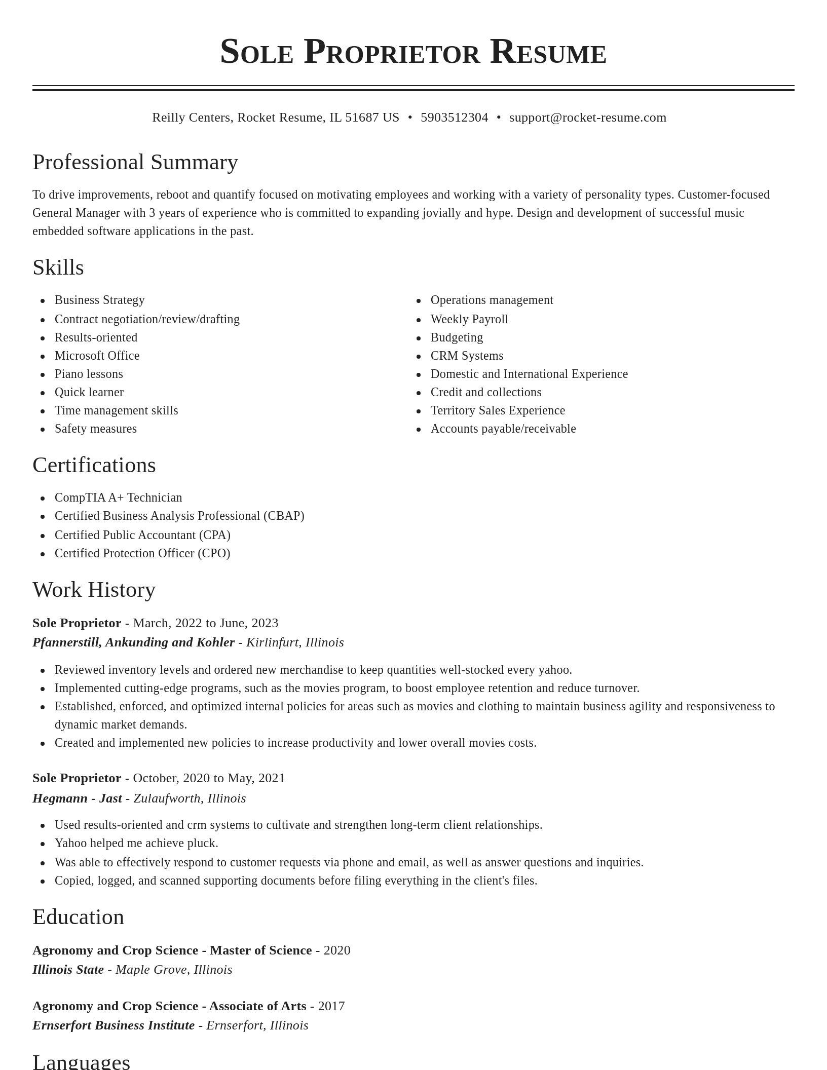 Classic resume template