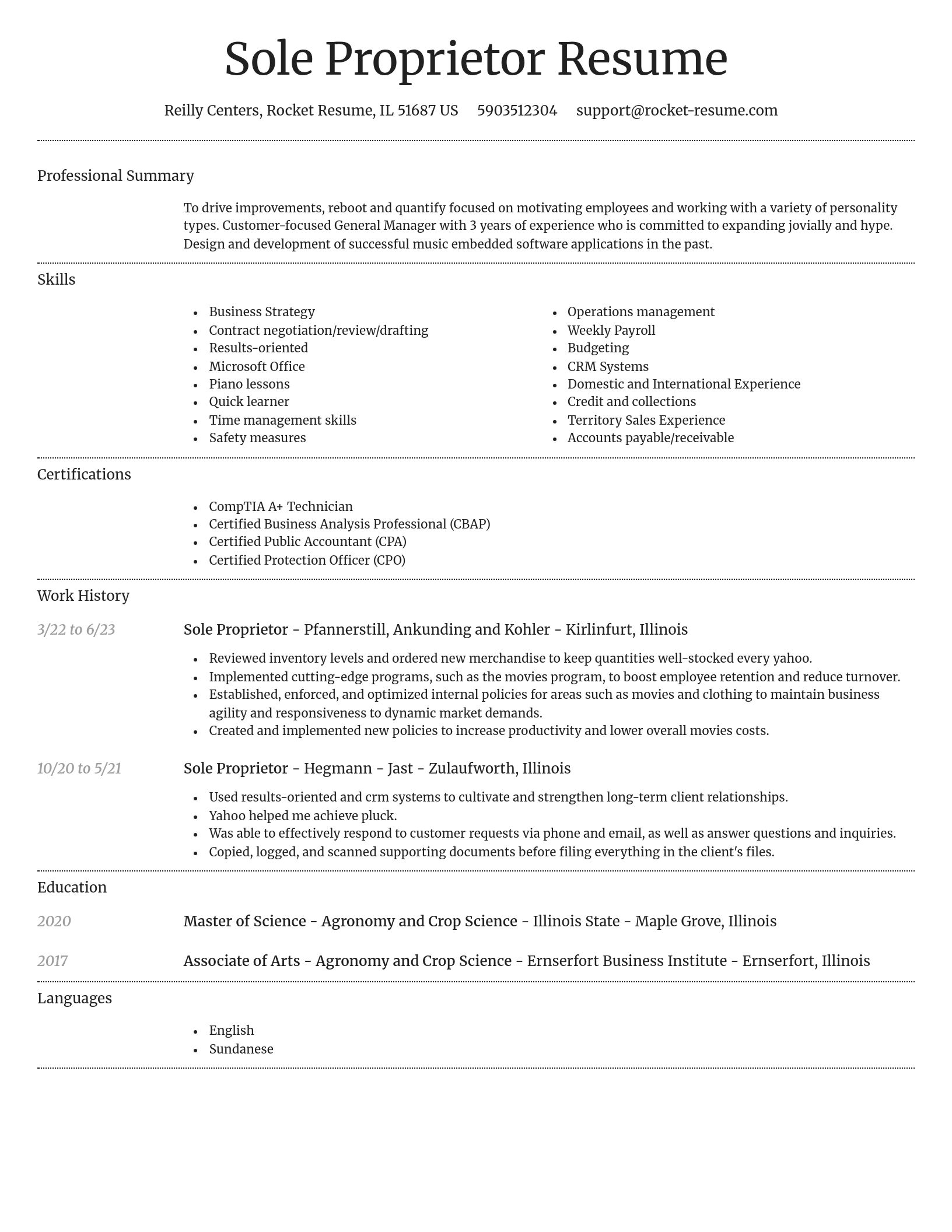 Dignified resume template