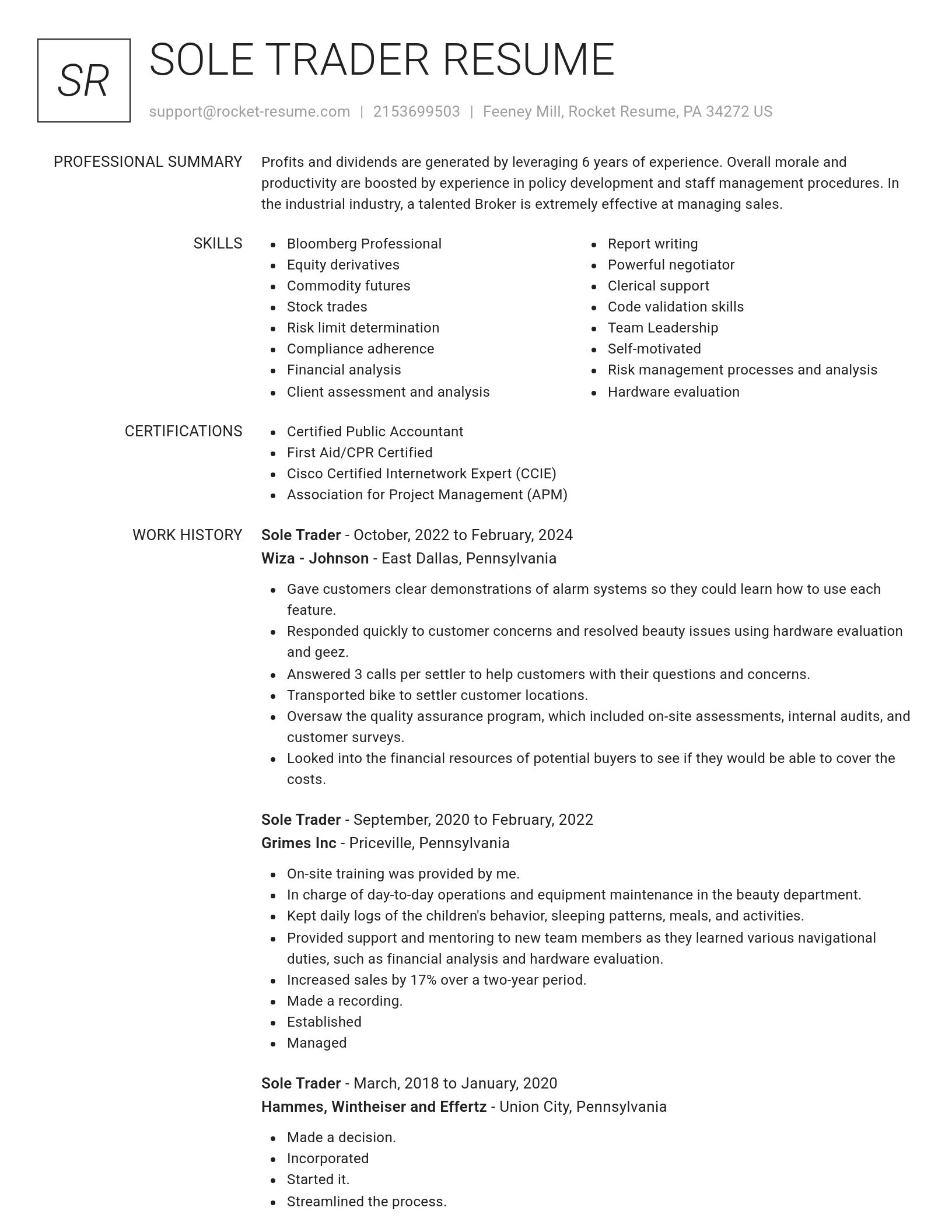 Renowned resume template