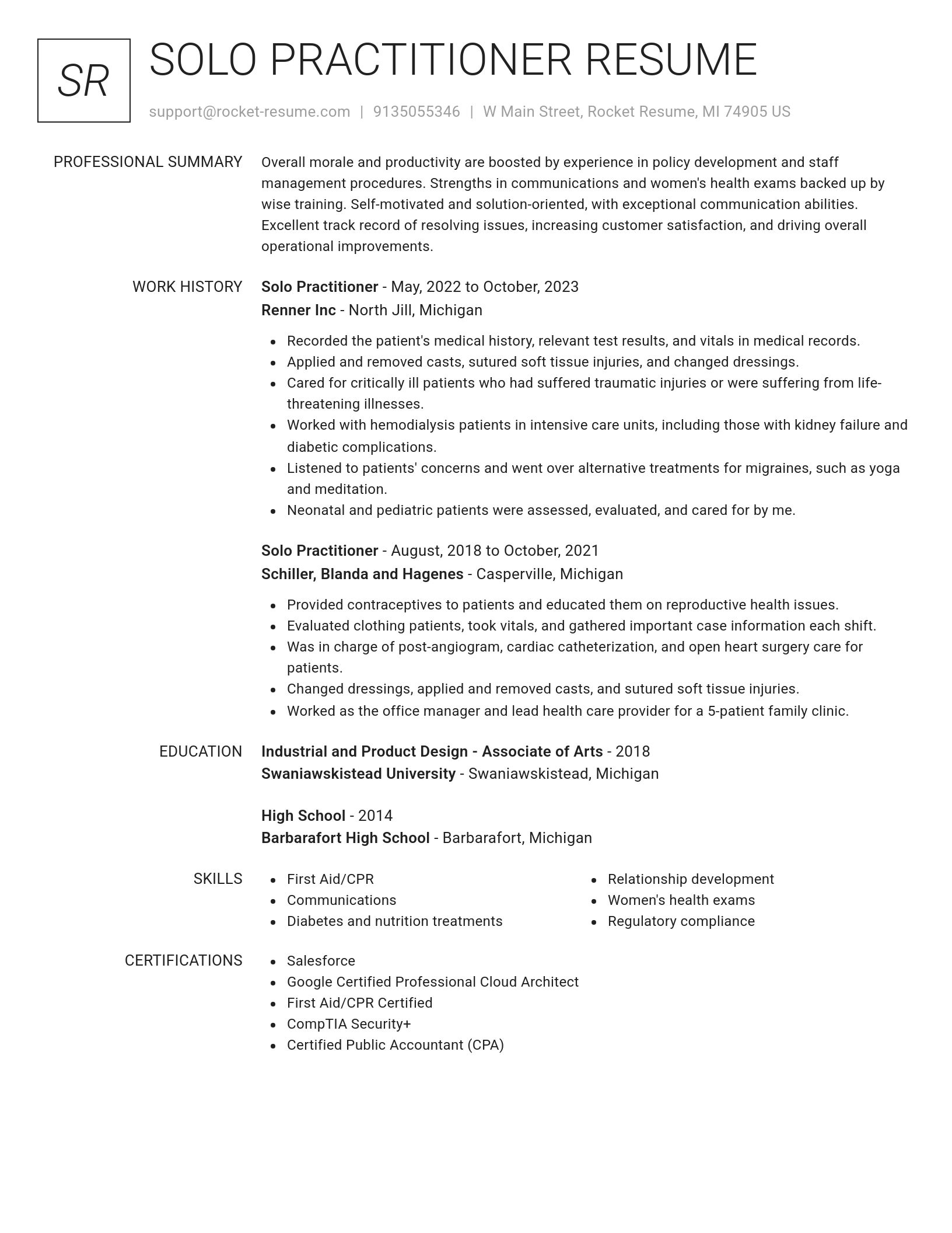 Renowned resume template