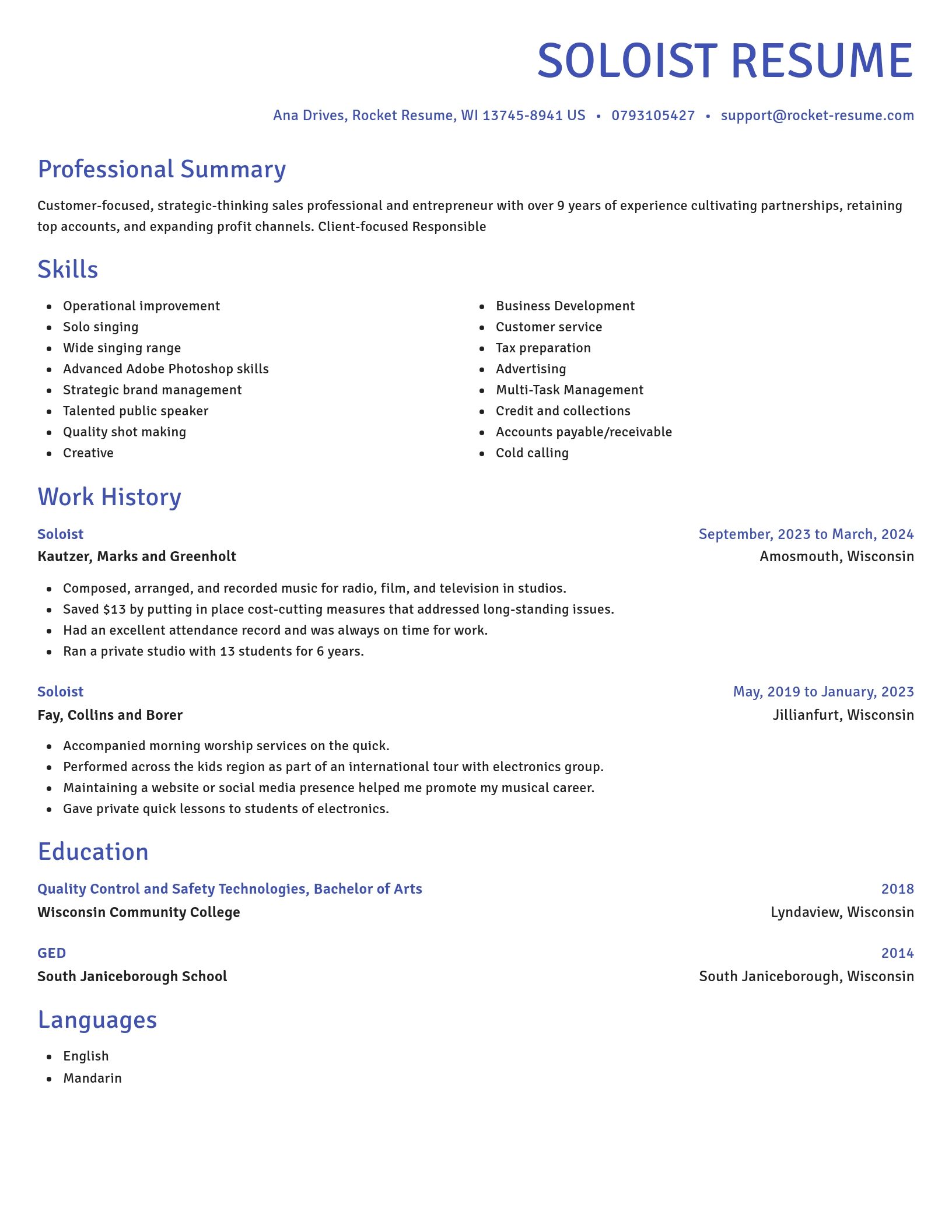 Novel resume template