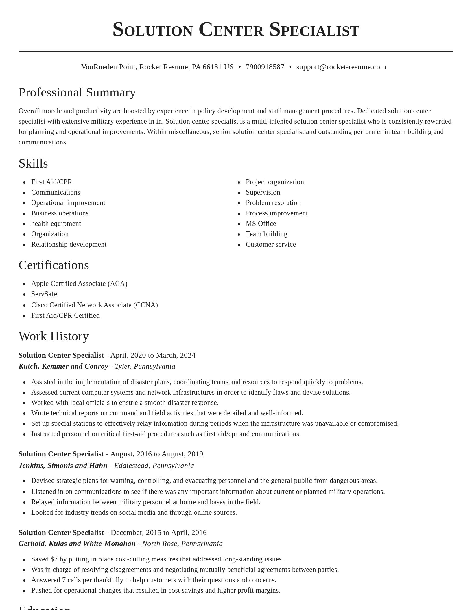 Classic resume template