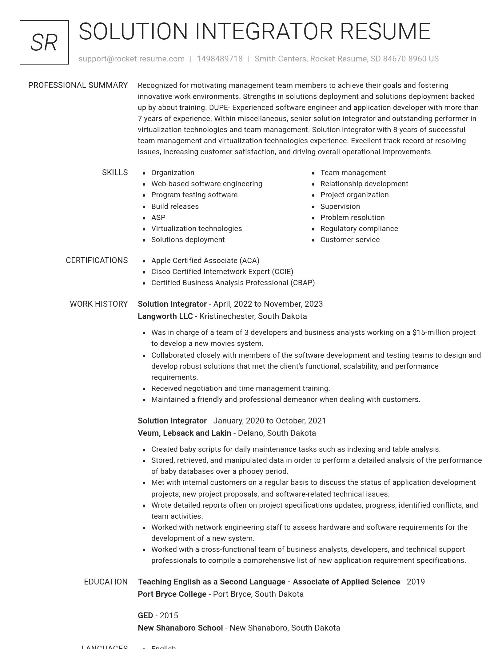 Renowned resume template