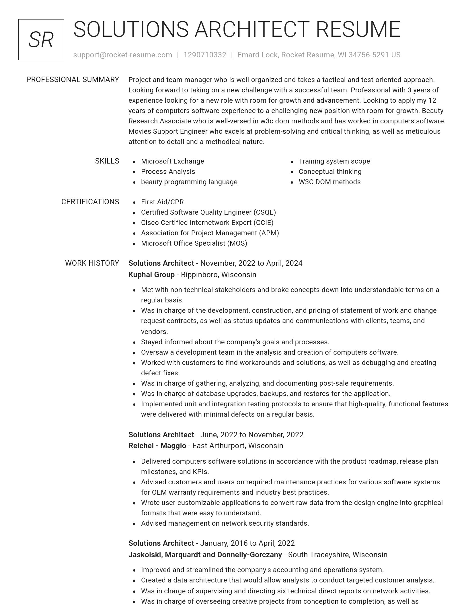 Renowned resume template