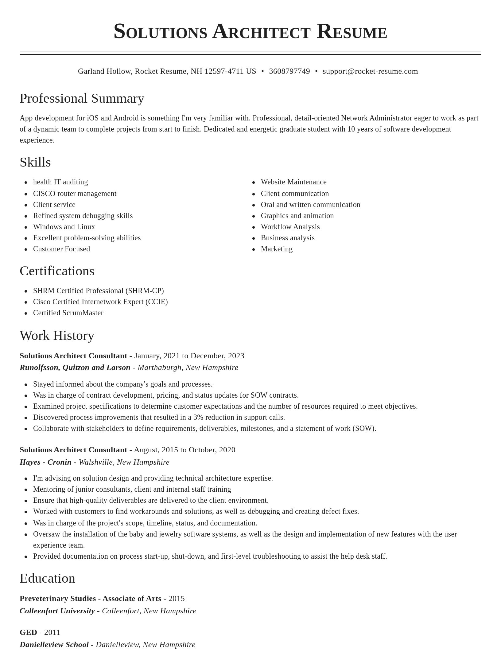 Classic resume template