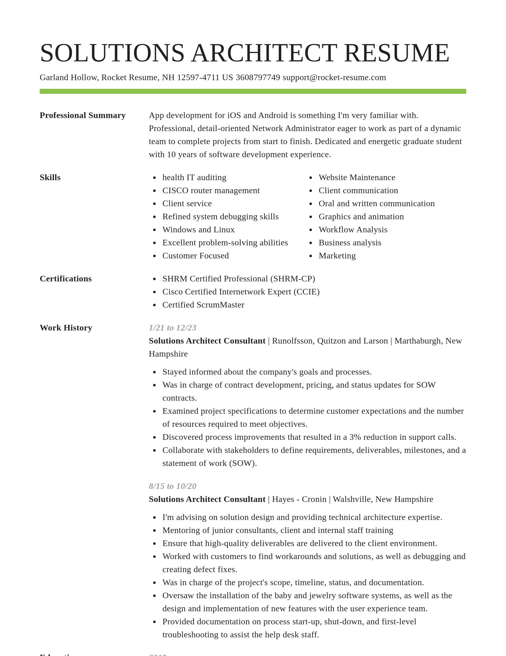 Smart resume template