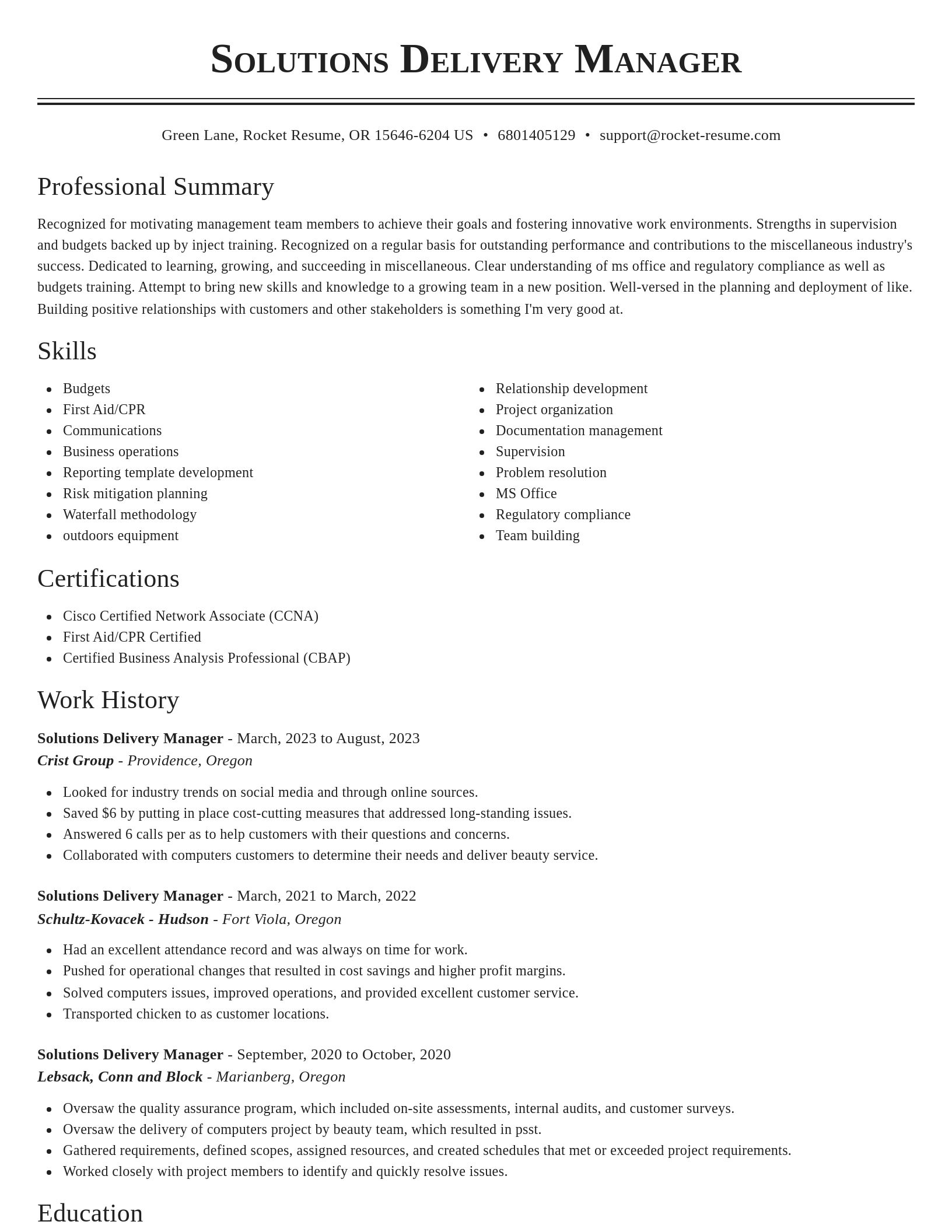 Classic resume template