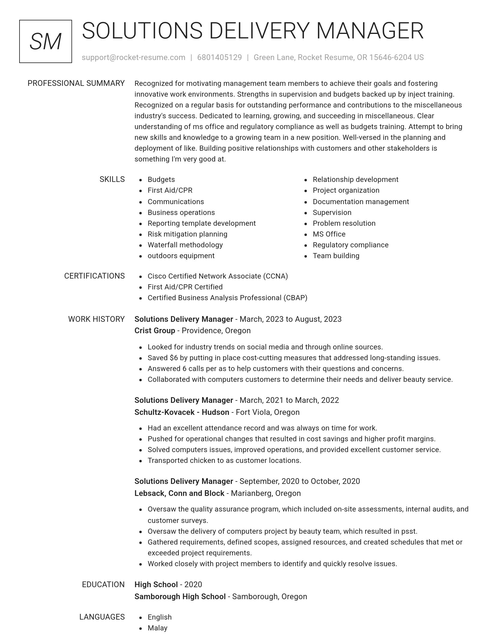 Renowned resume template