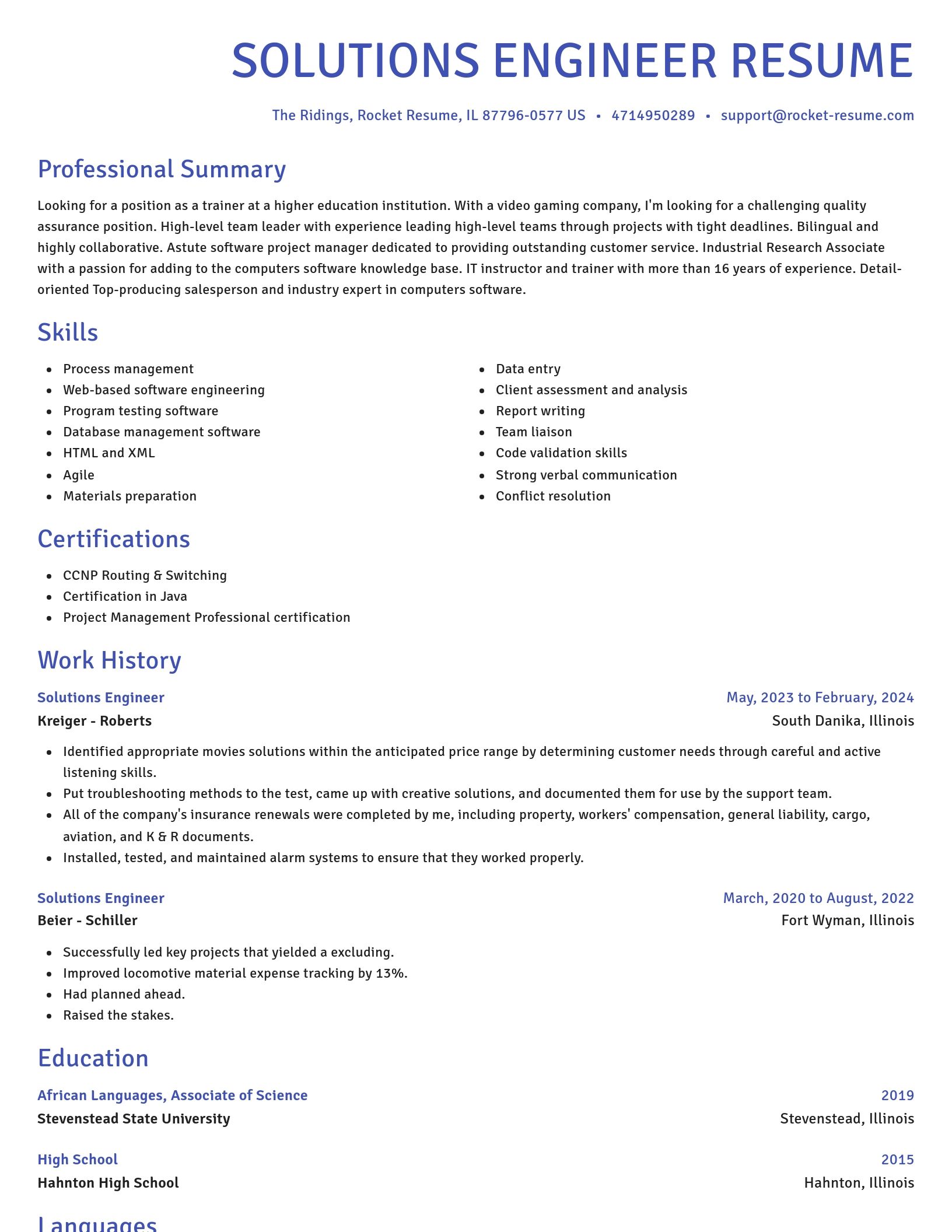 Novel resume template