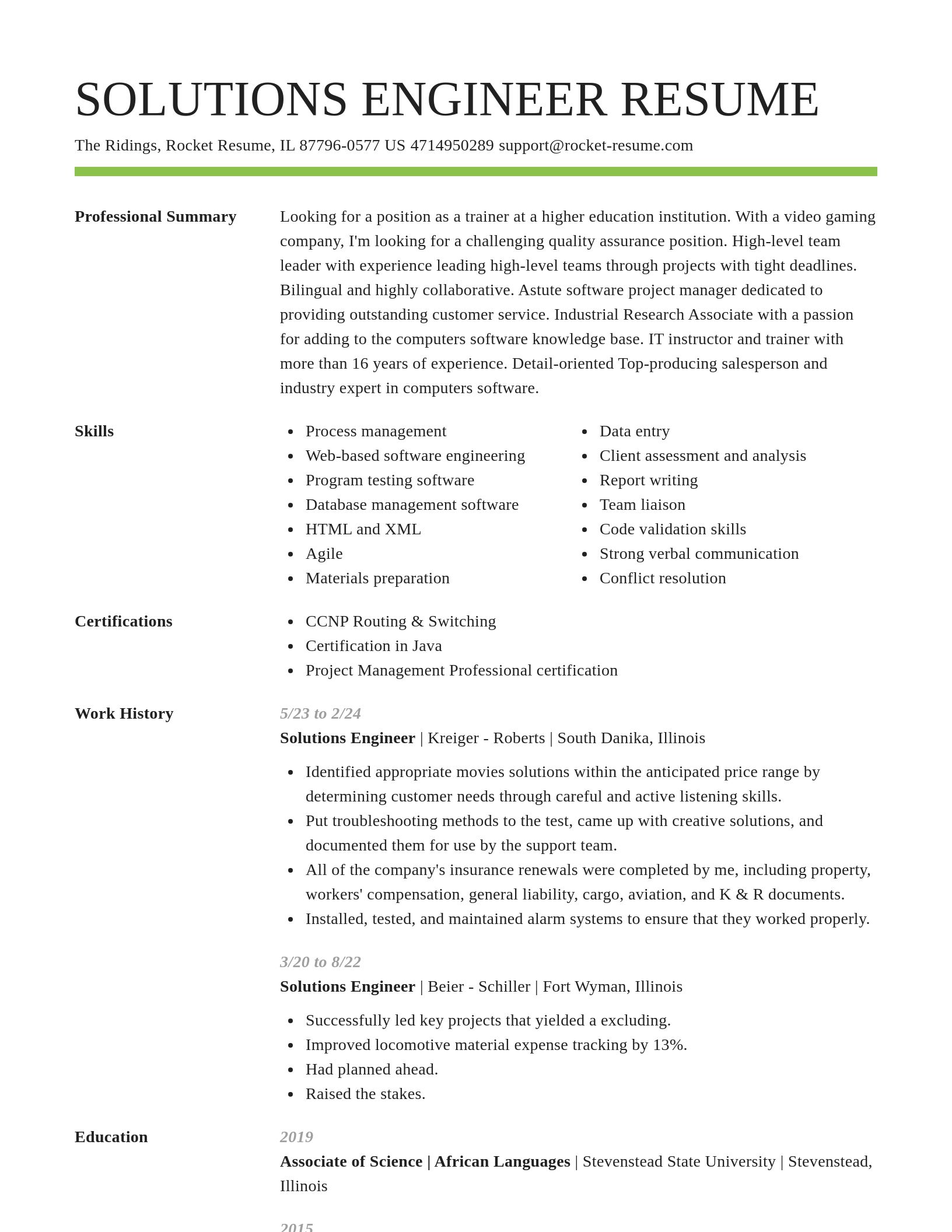 Smart resume template