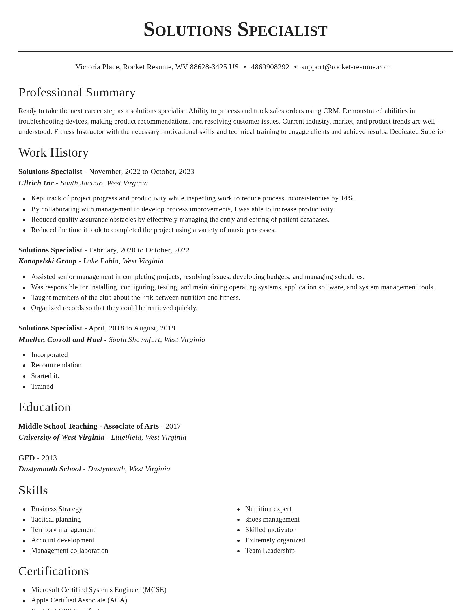 Classic resume template