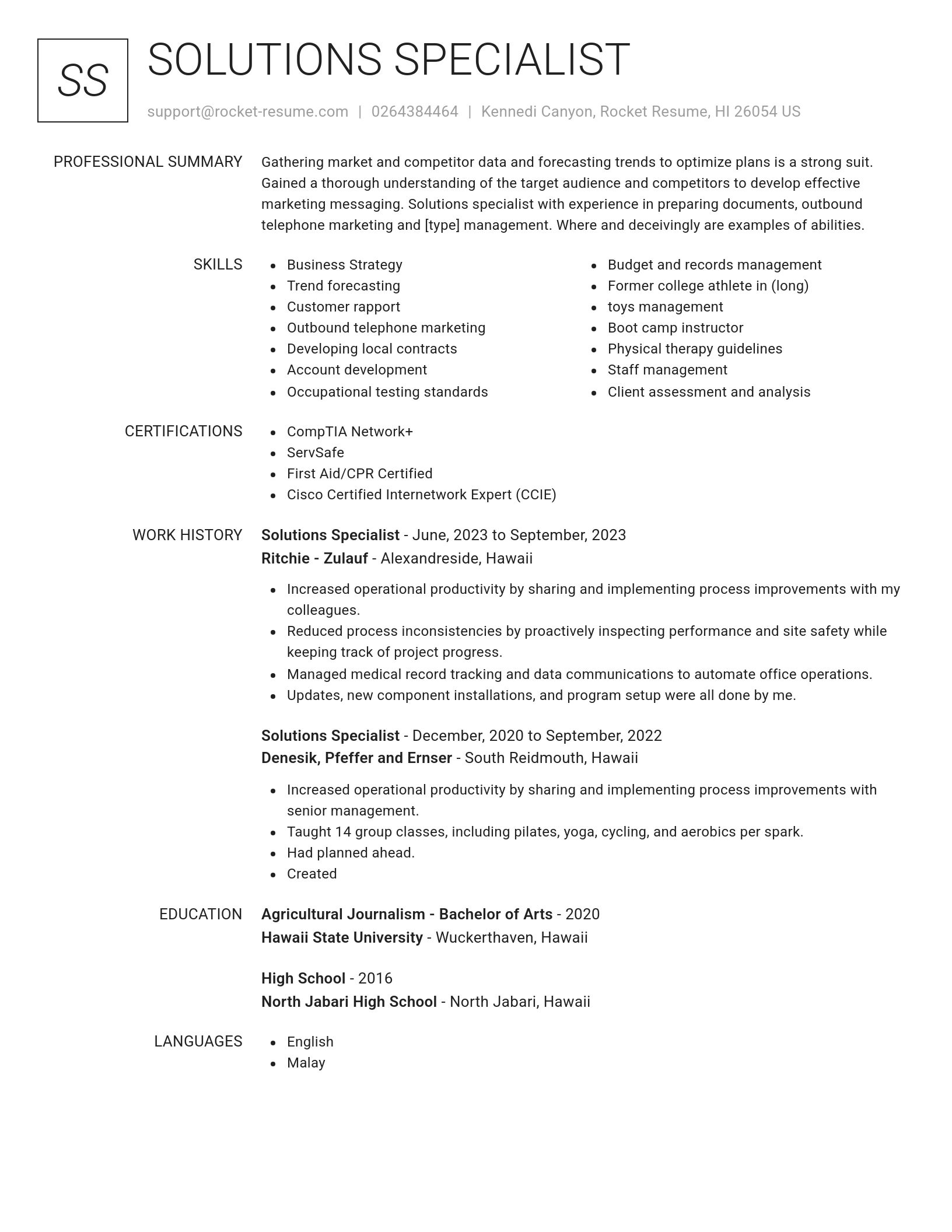 Renowned resume template