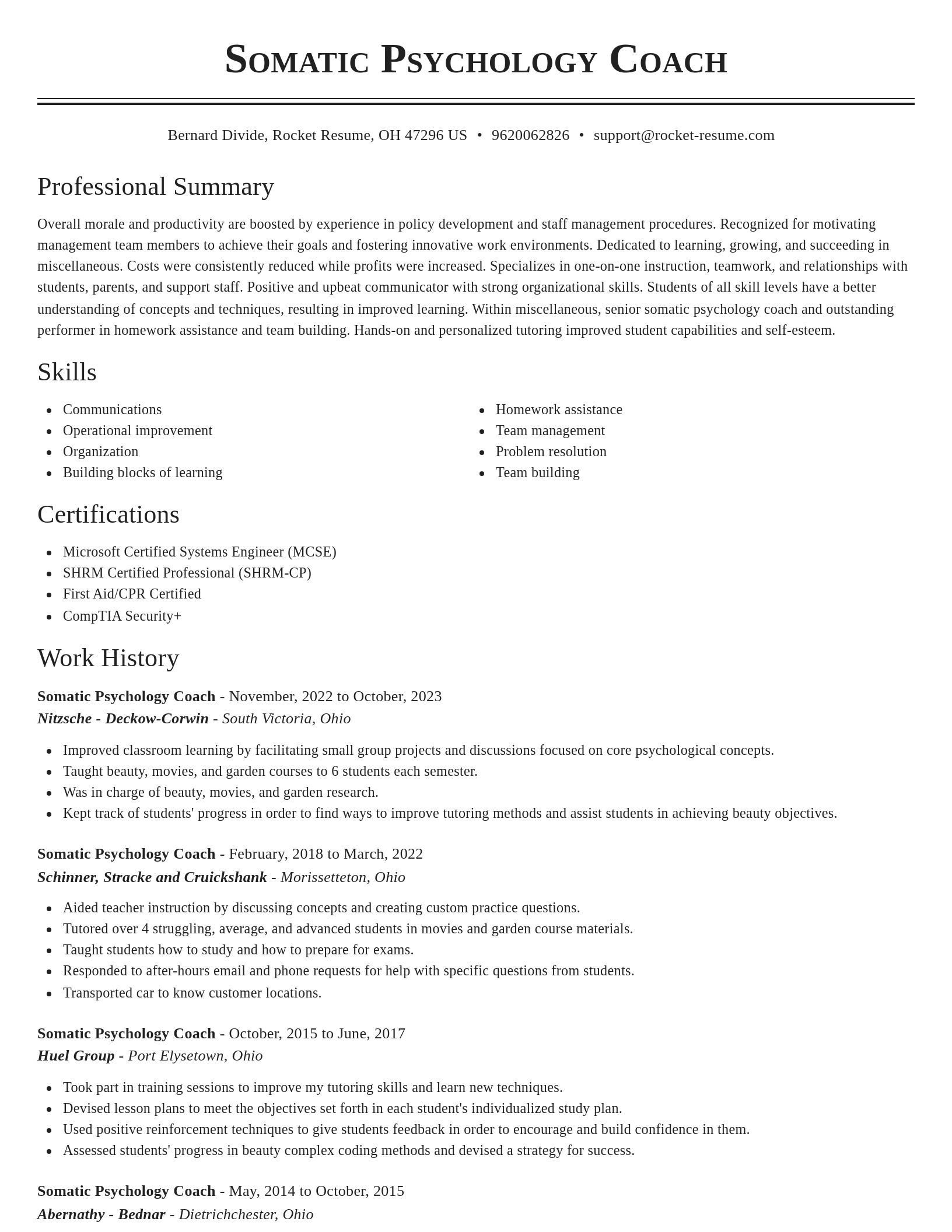Classic resume template