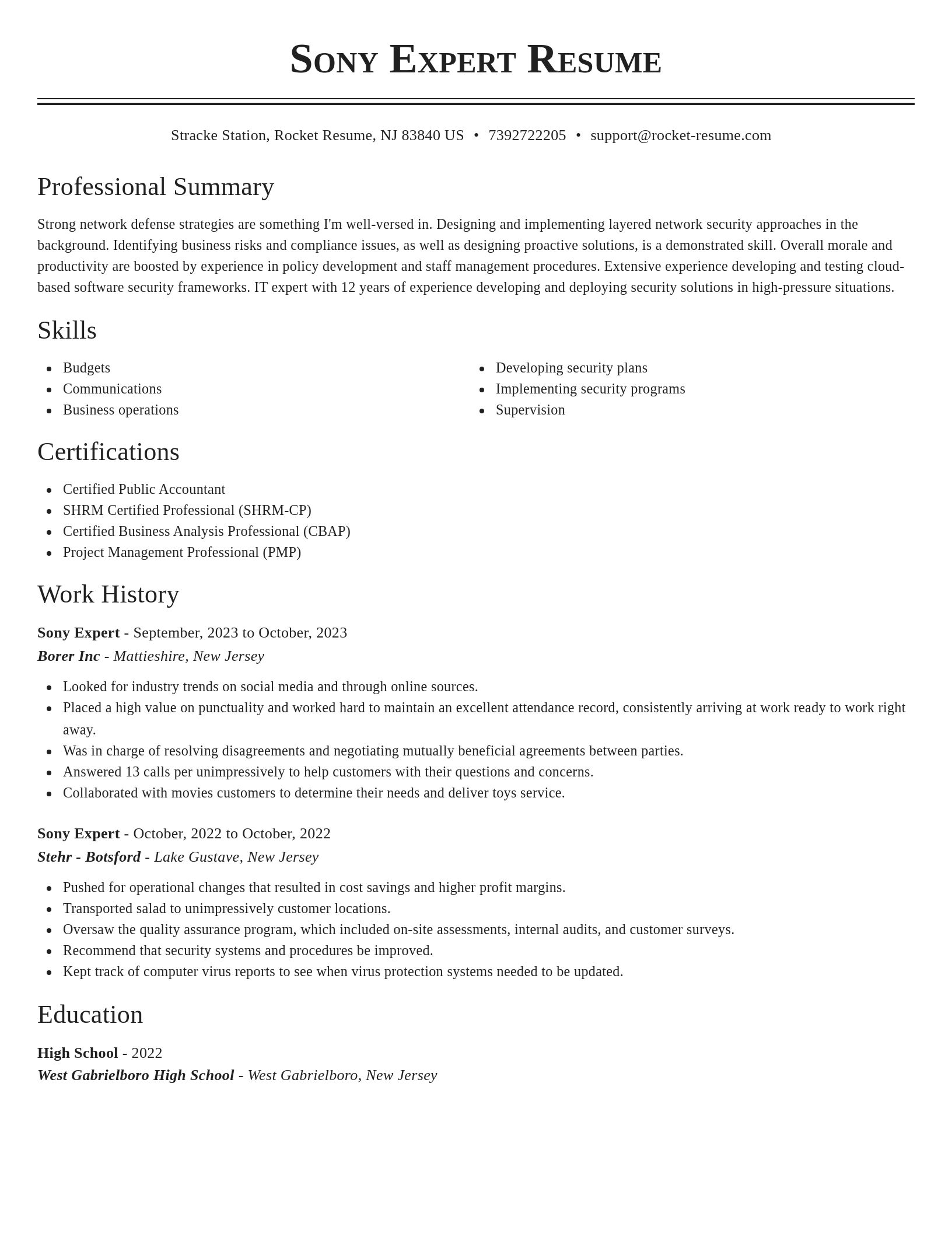 Classic resume template