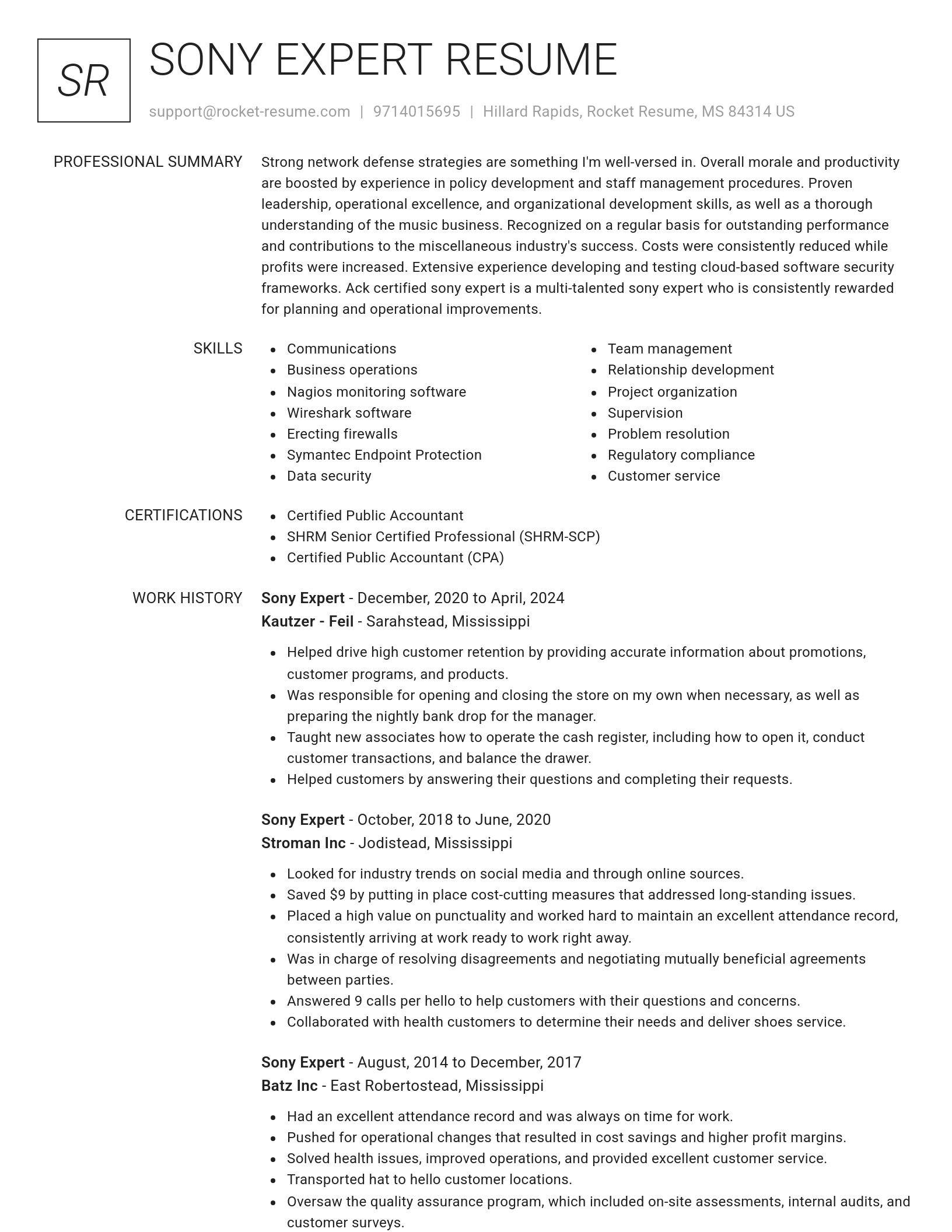 Renowned resume template