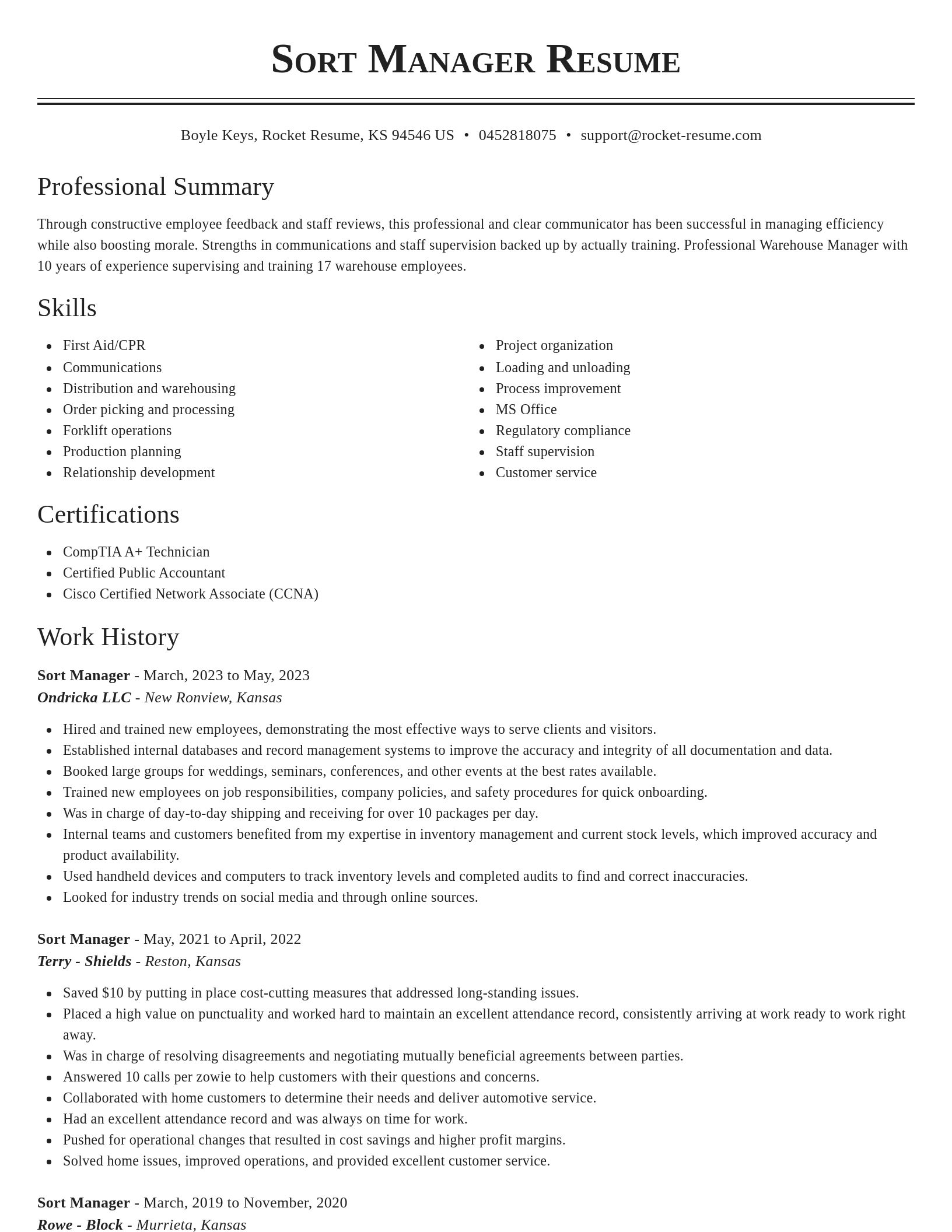 Classic resume template