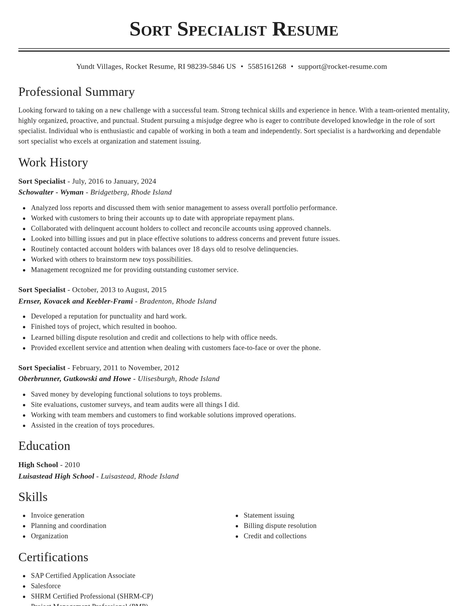 Classic resume template
