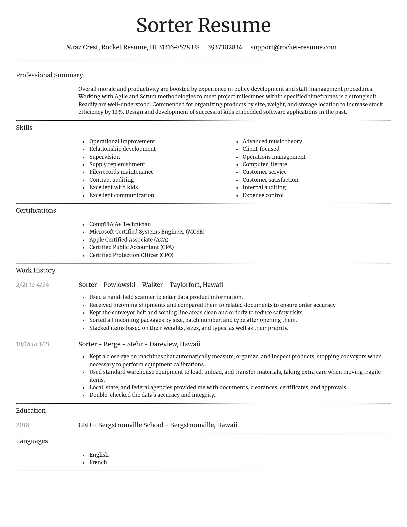 Dignified resume template