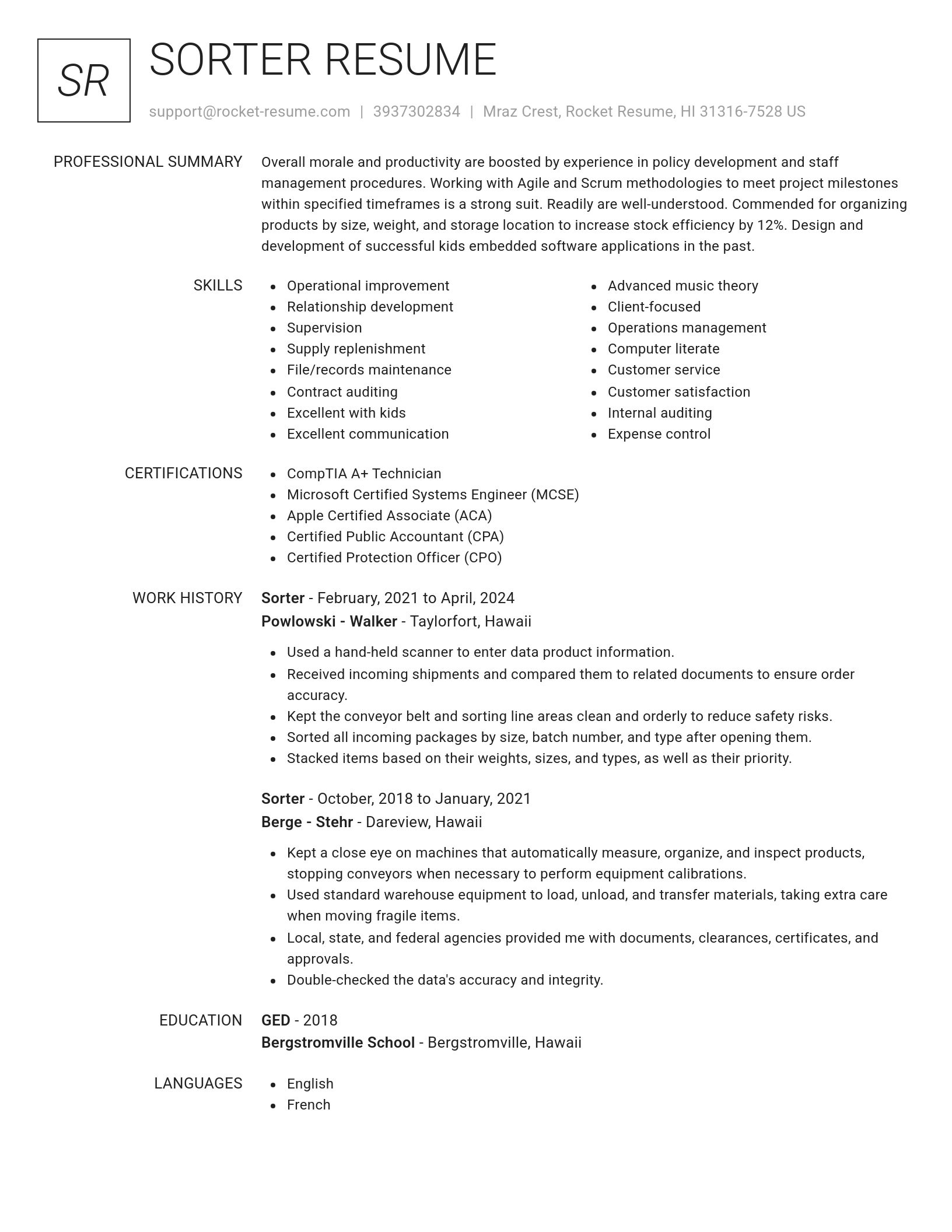 Renowned resume template