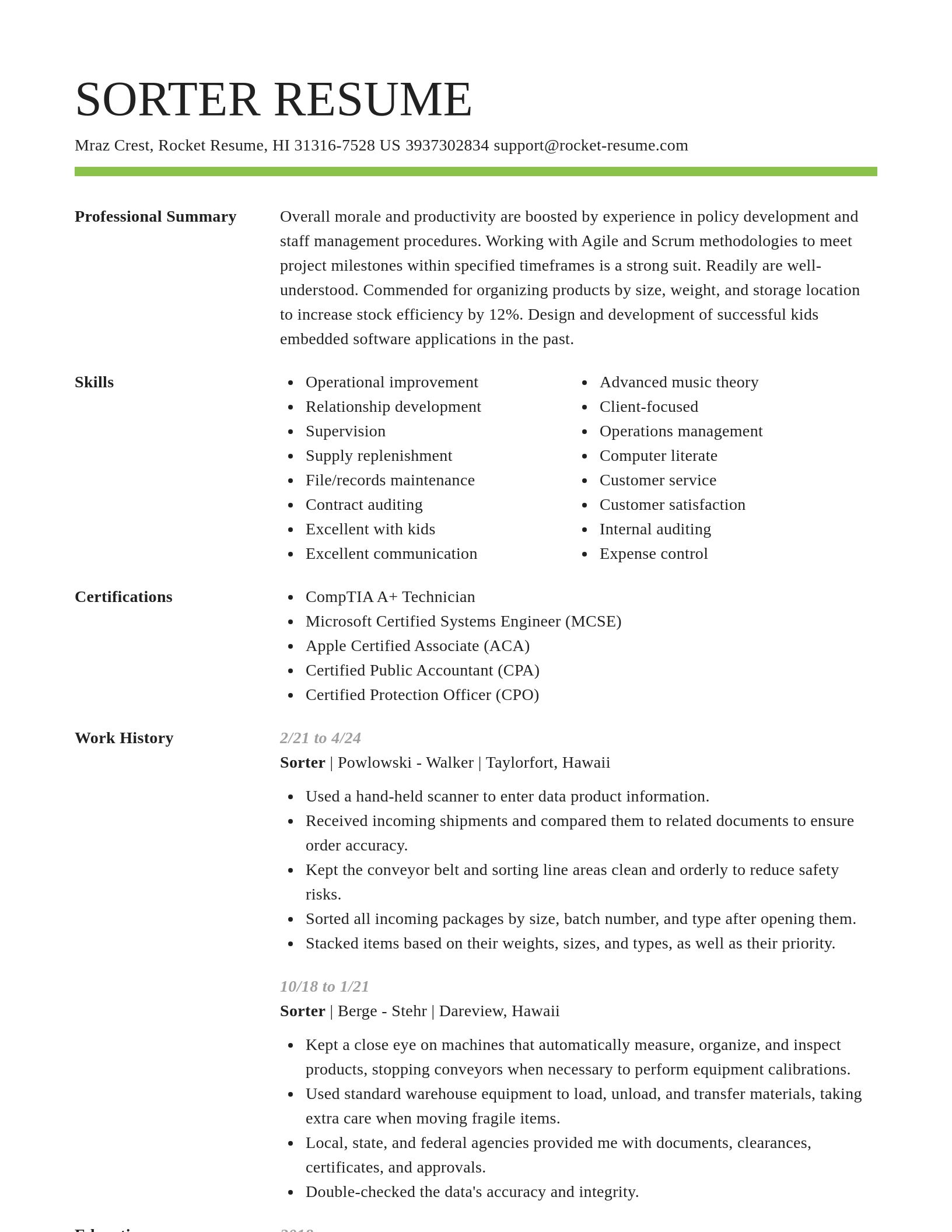 Smart resume template