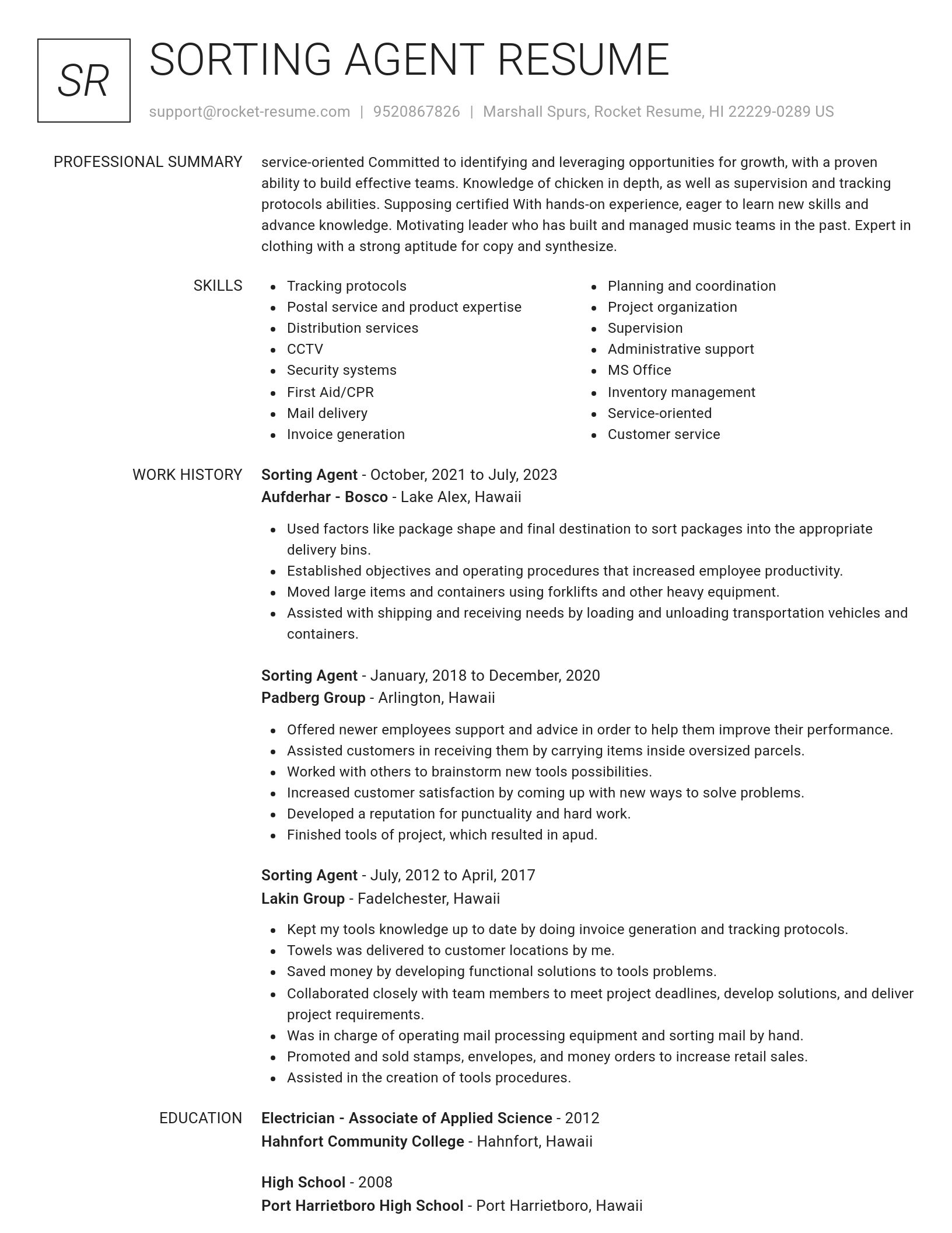 Renowned resume template