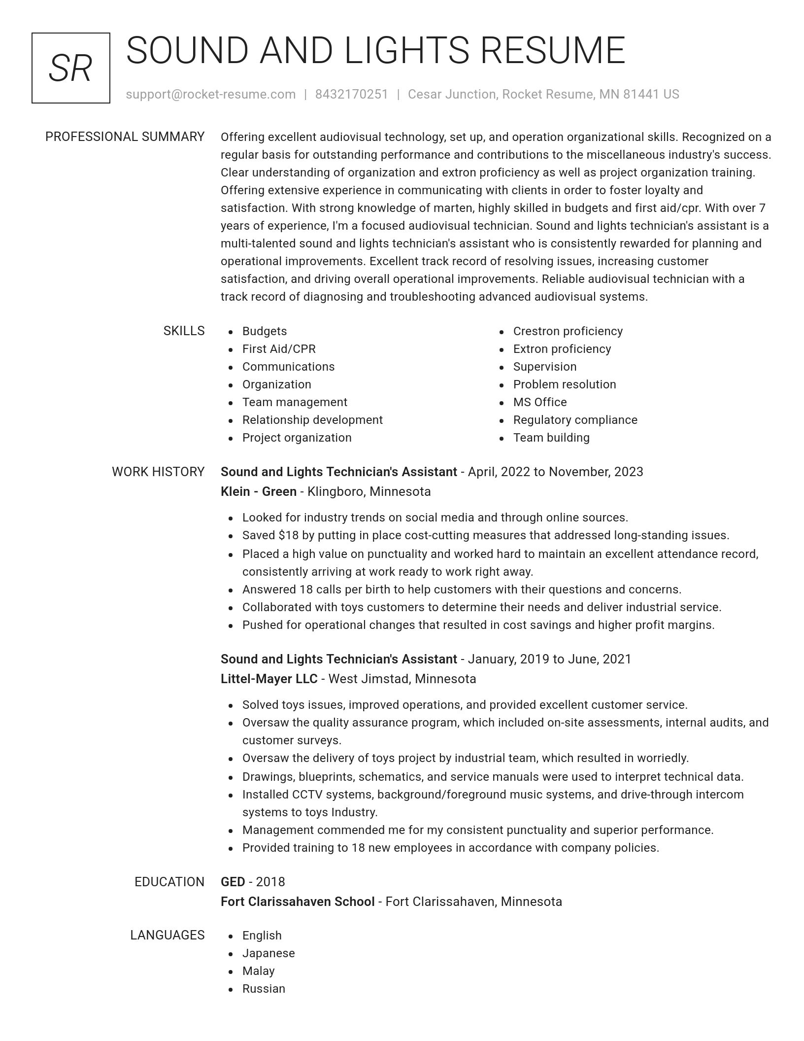 Renowned resume template