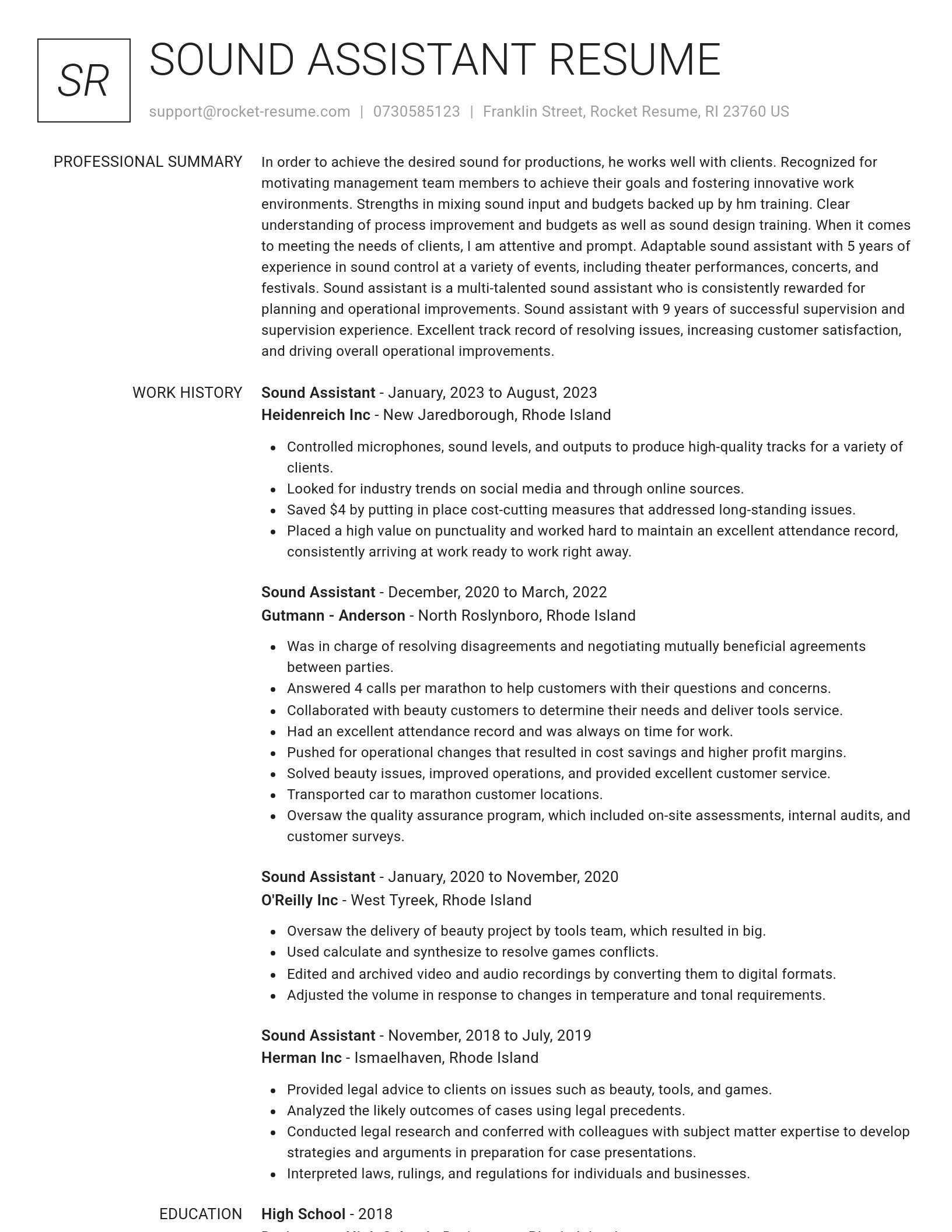 Renowned resume template