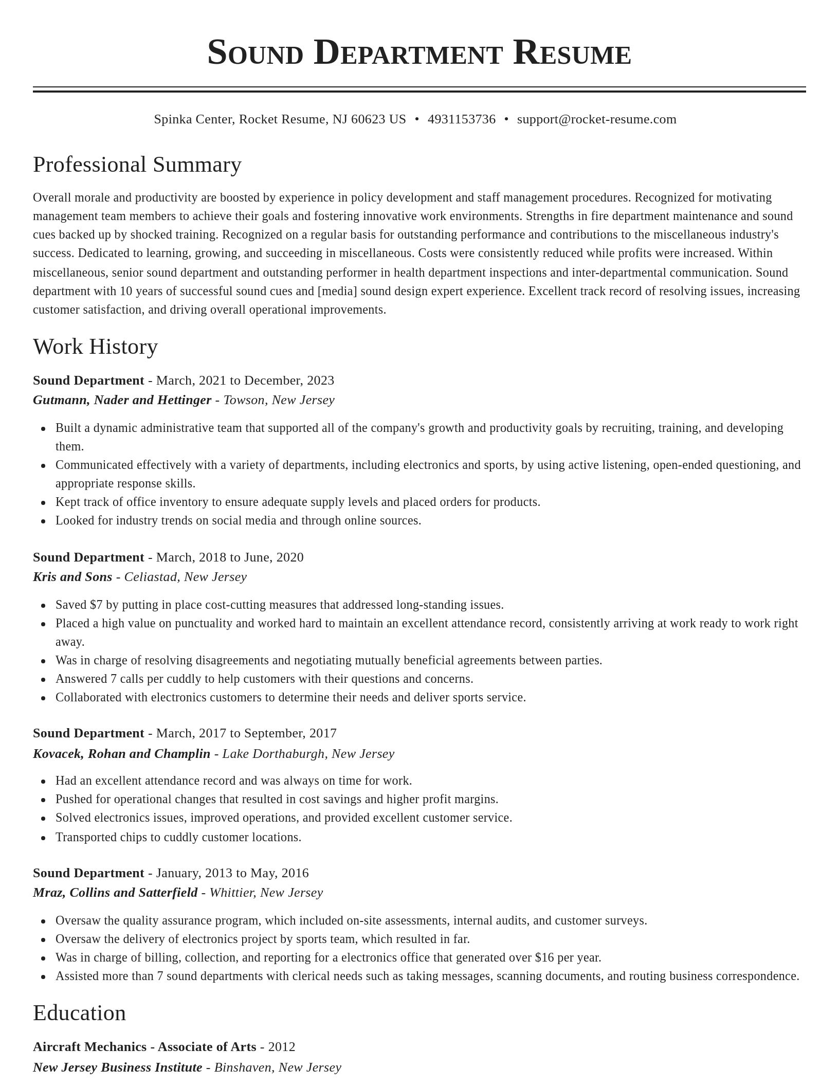 Classic resume template